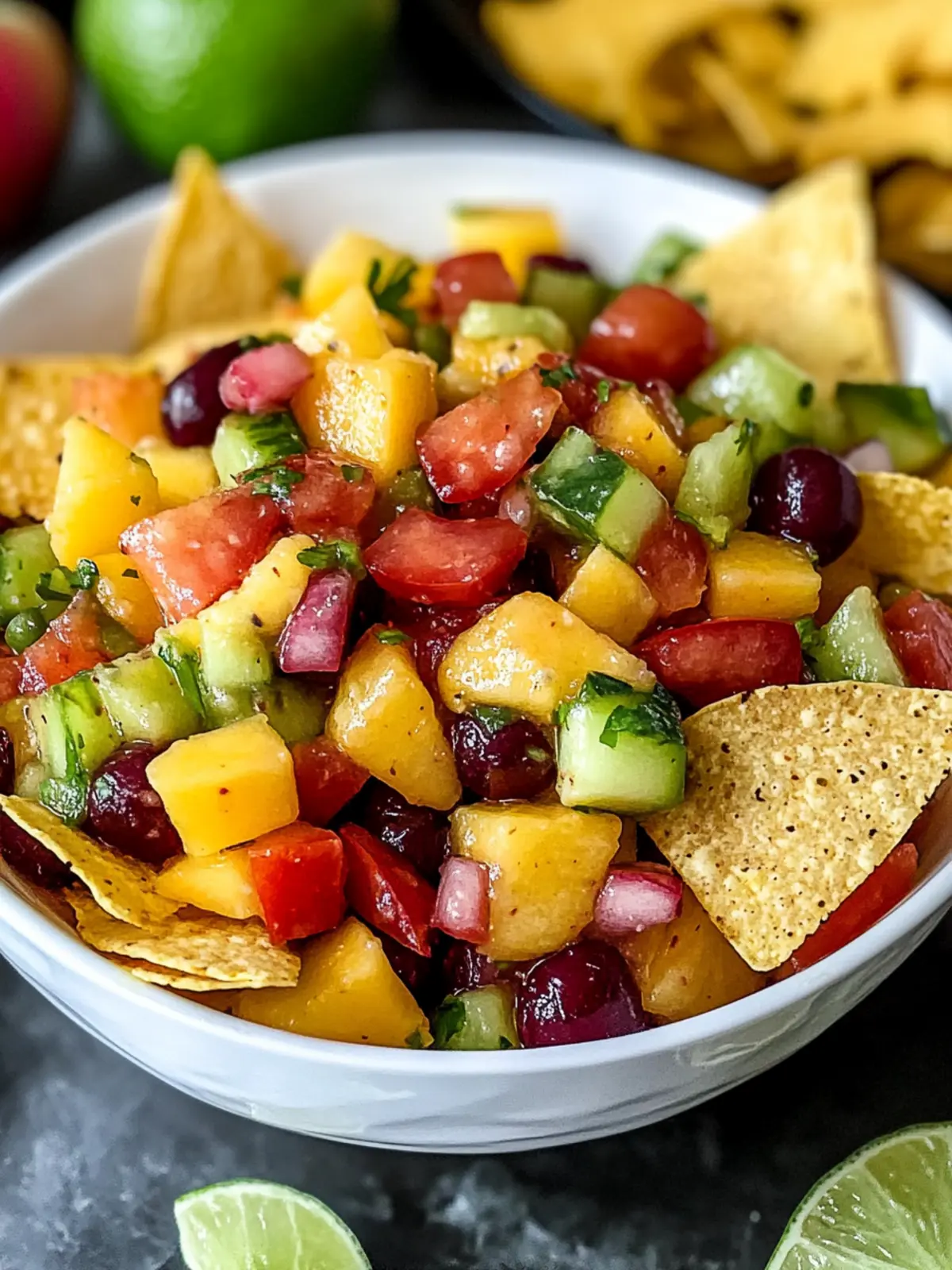 Fruit Salsa with Cinnamon Sugar Tortilla Chips Delight