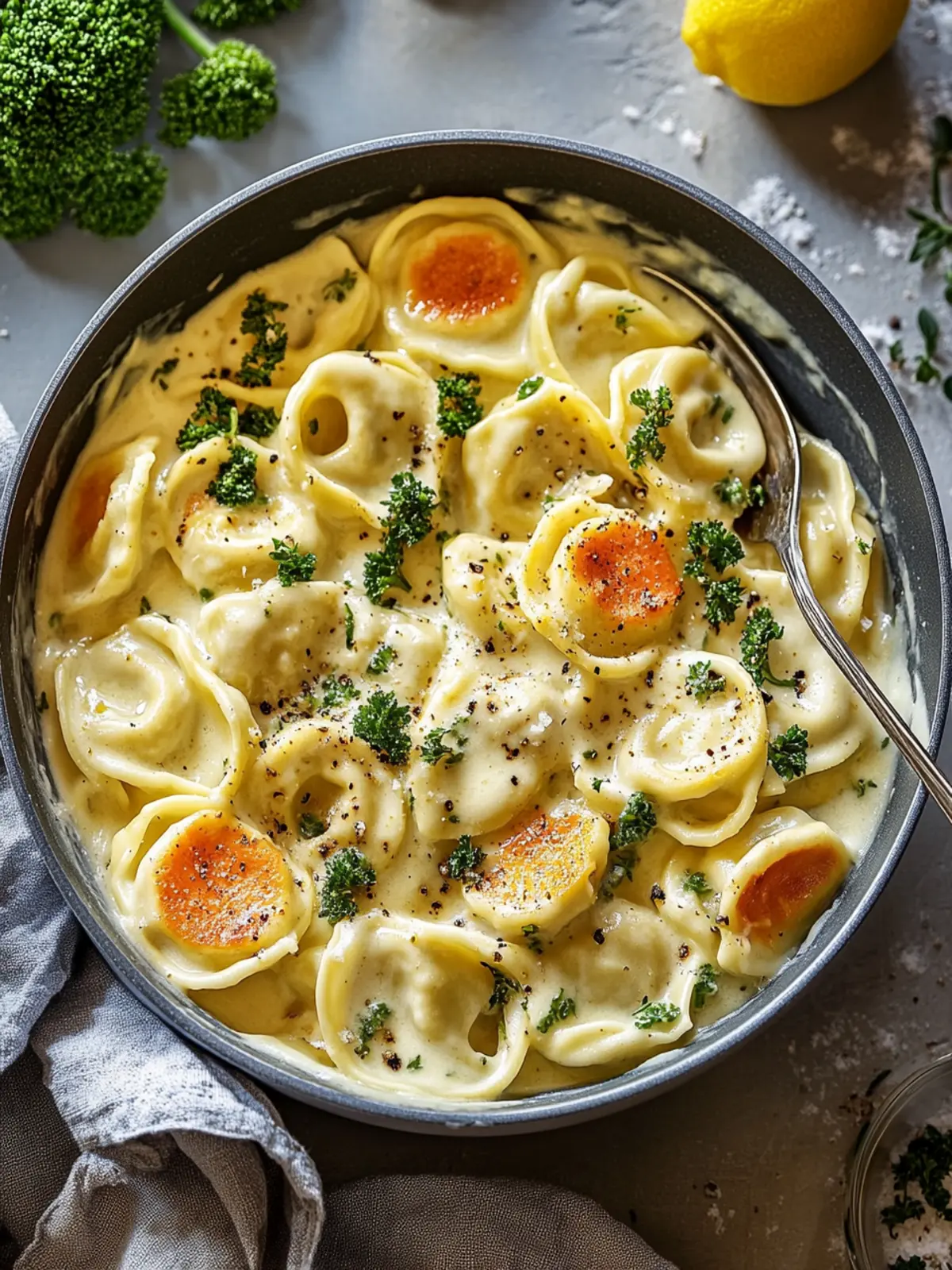 Himmlisch Cremige Gemüsetortellini Pfanne