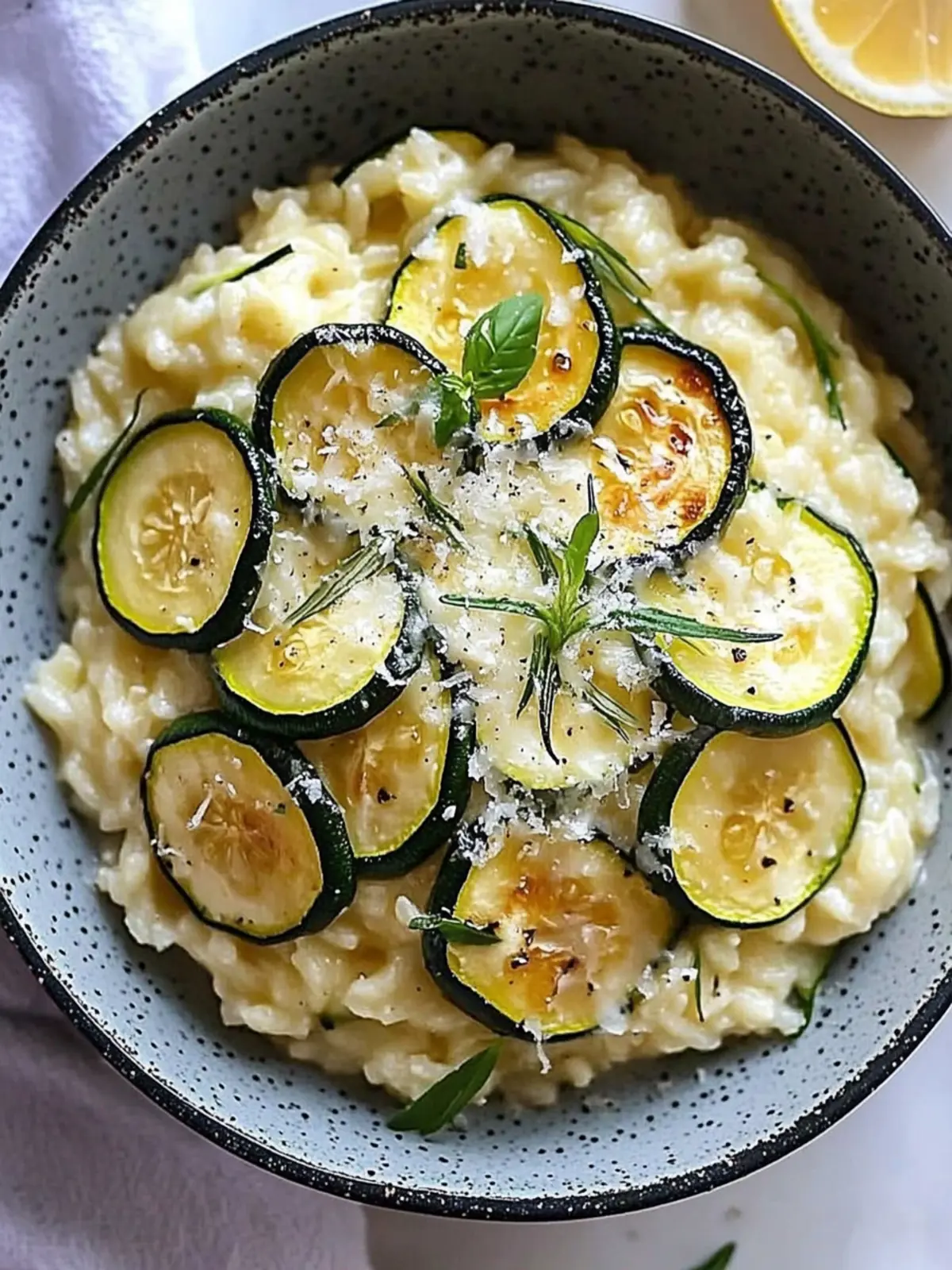 Zitronen Parmesan Zucchini Risotto