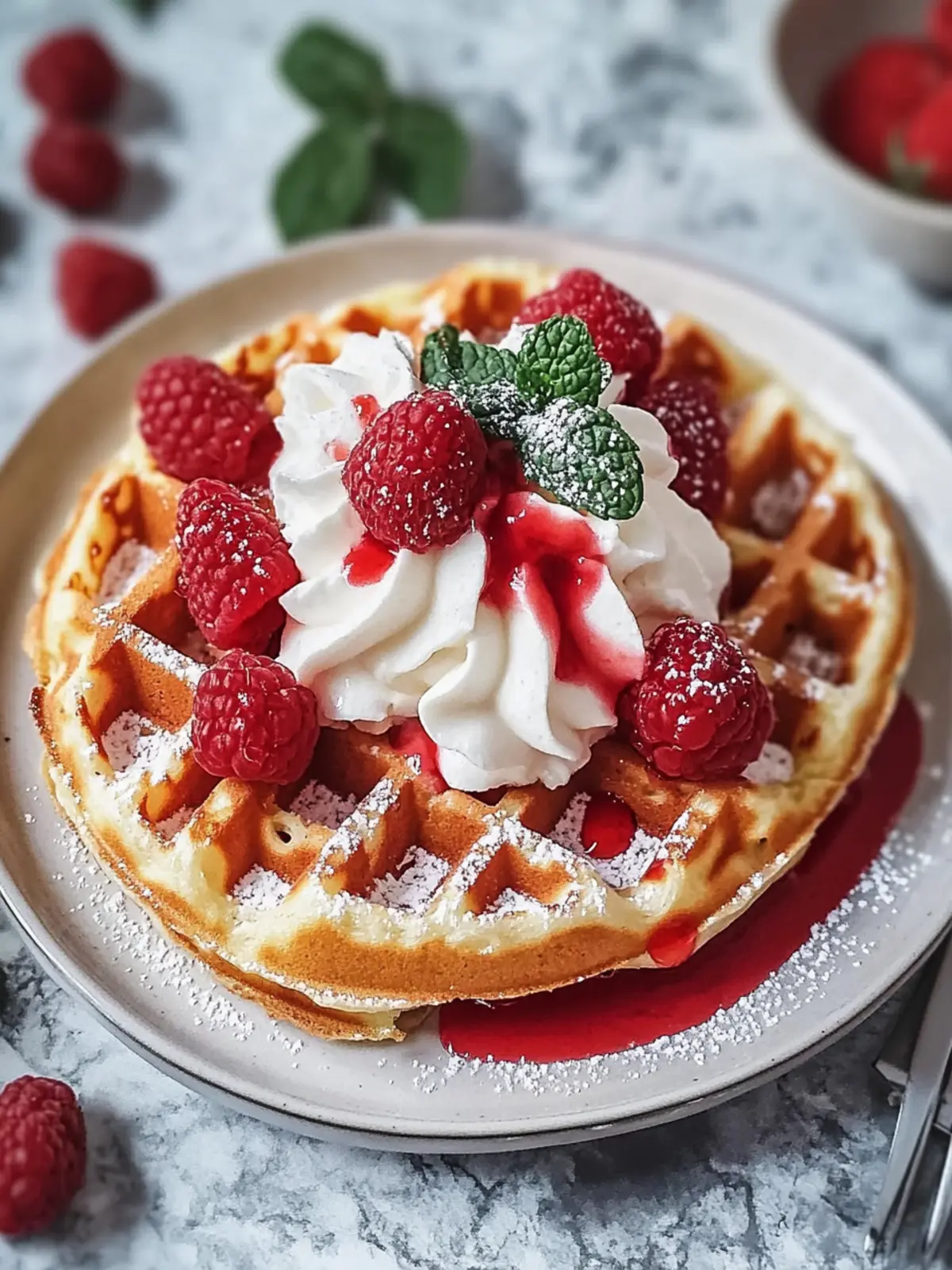 Fluffige Rote Samt Marmor Waffeln für unvergessliche Brunch-Momente