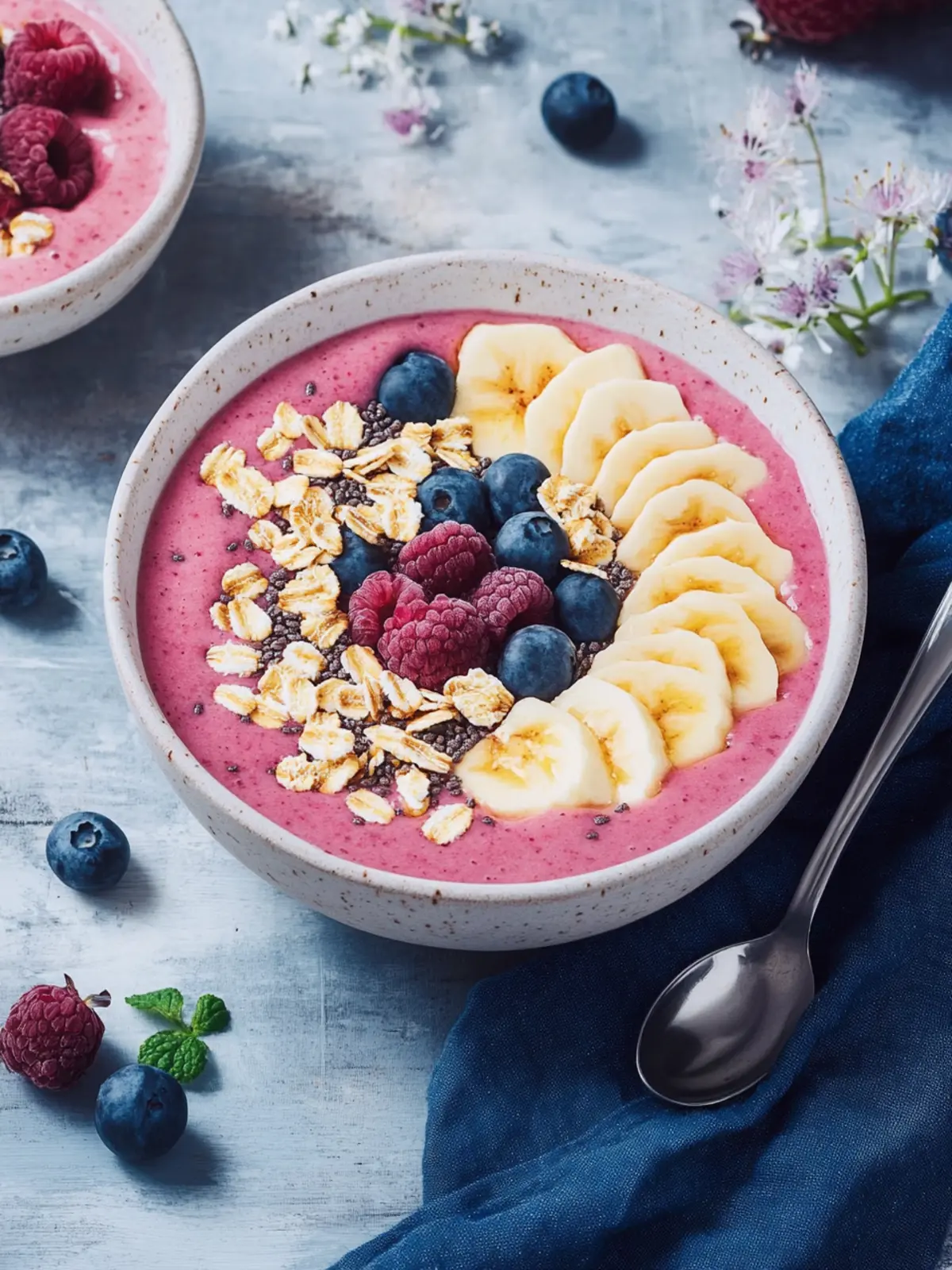Smoothie-Schüssel mit Haferflocken