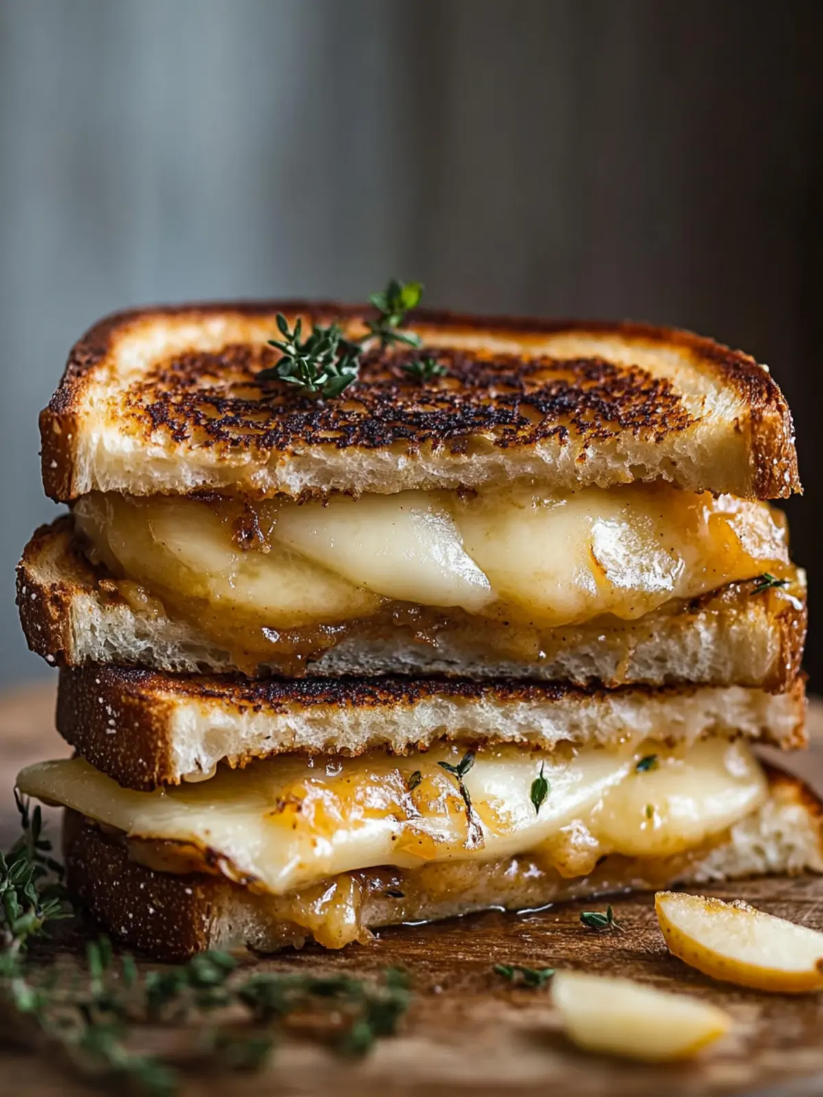 Sweet-salty: Pear-Apple Grilled Cheese with caramelized onions