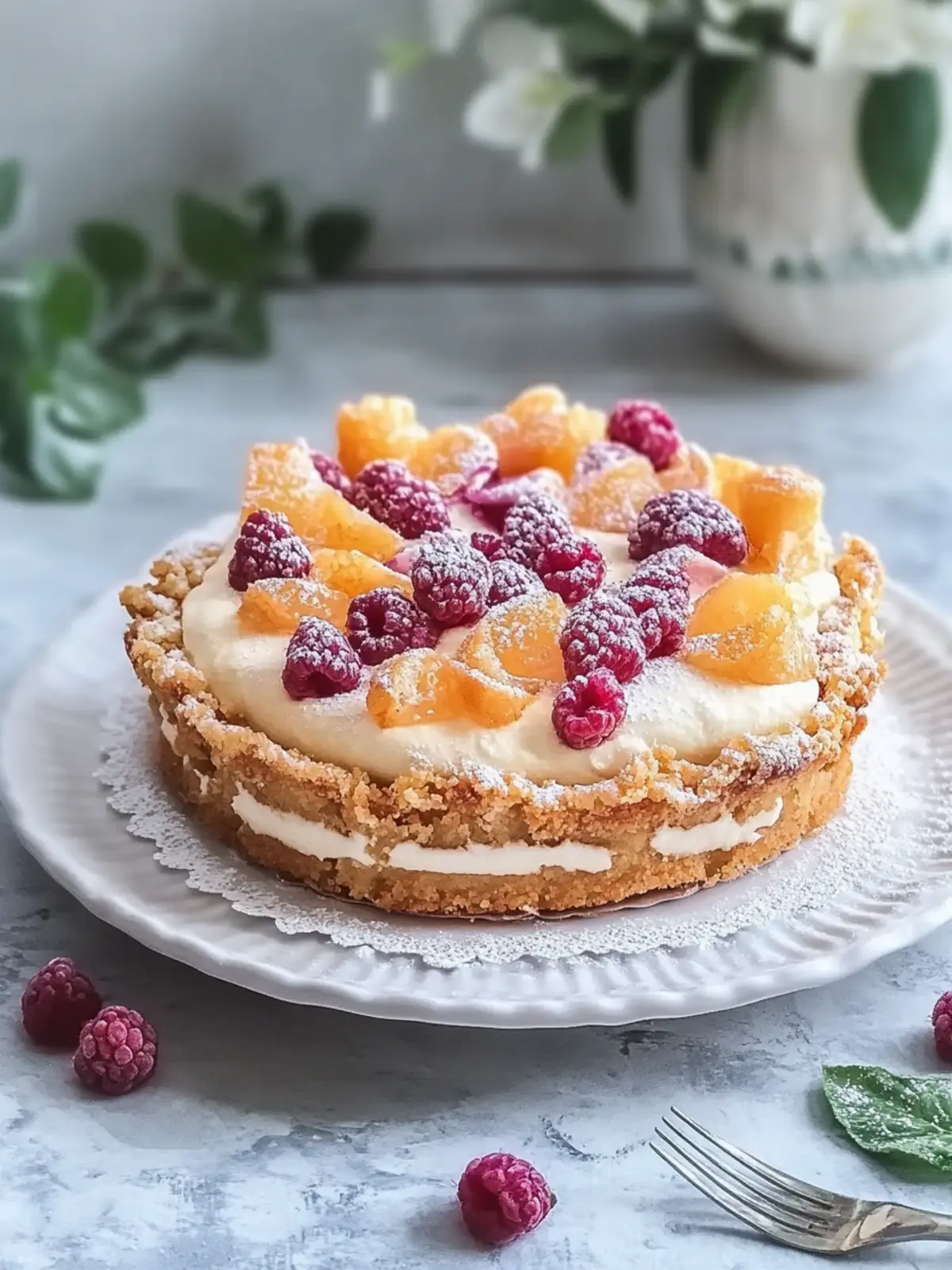 Crispy plum cake with crumb topping enjoy