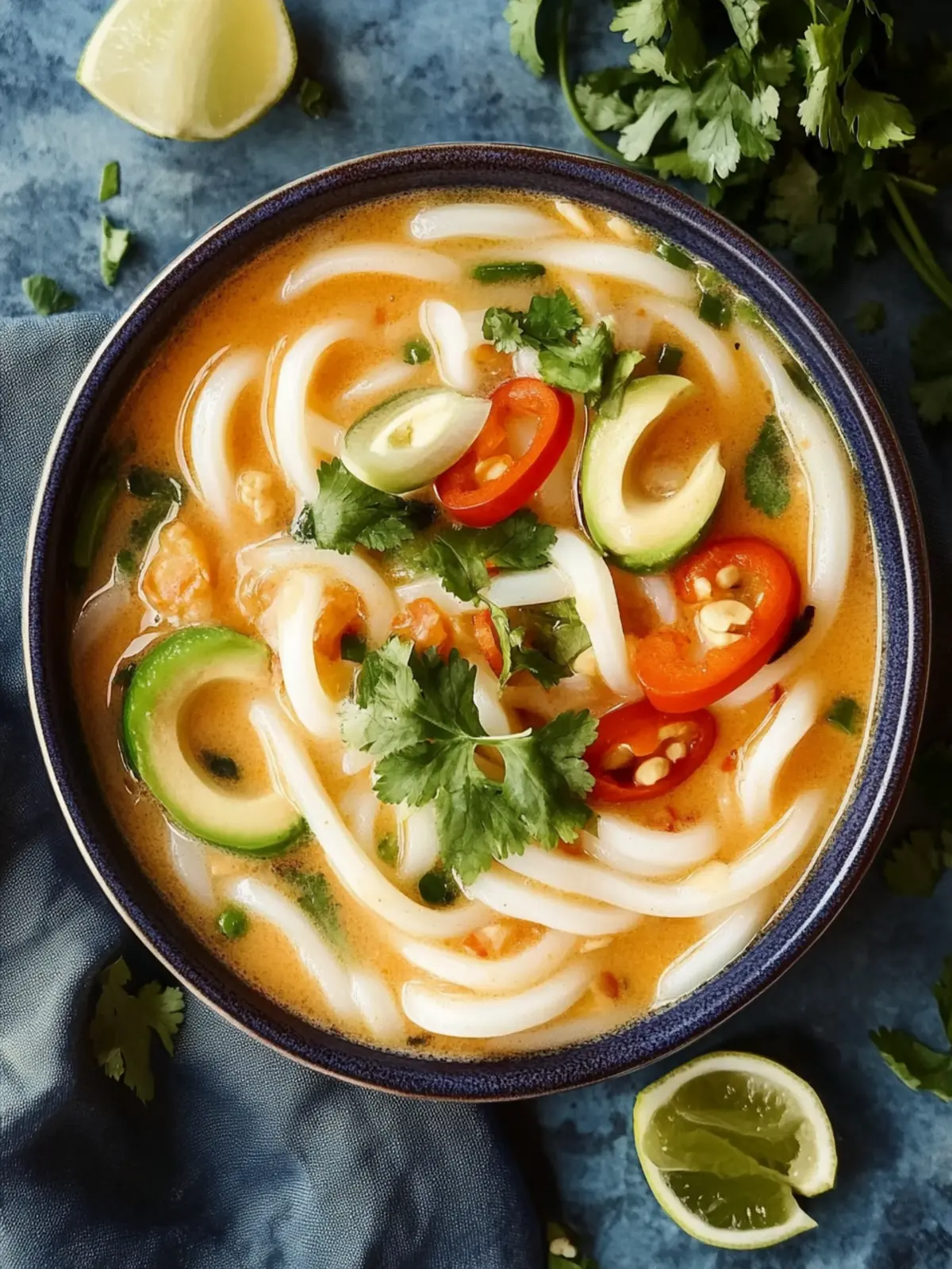Udon Nudeln Rezept für eine schnelle Thai Curry Suppe