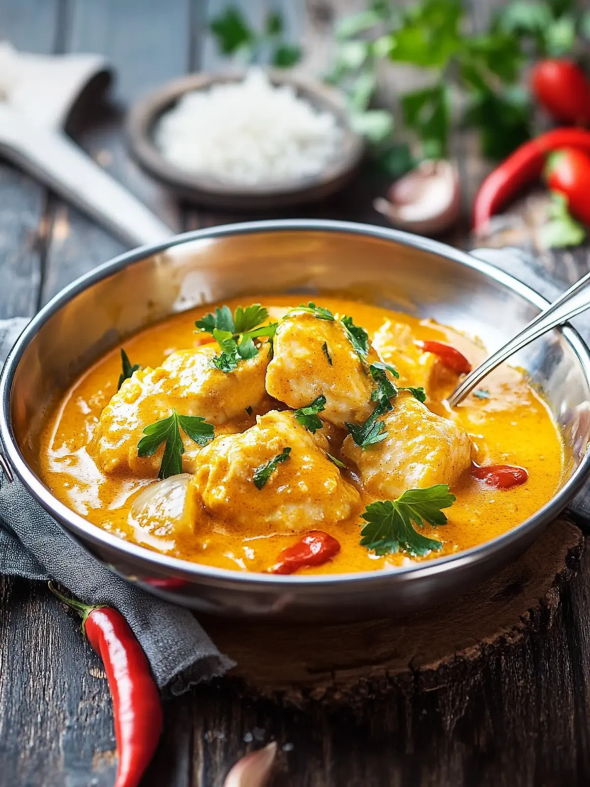 Hühnerfilets in Curry-Rahmsauce