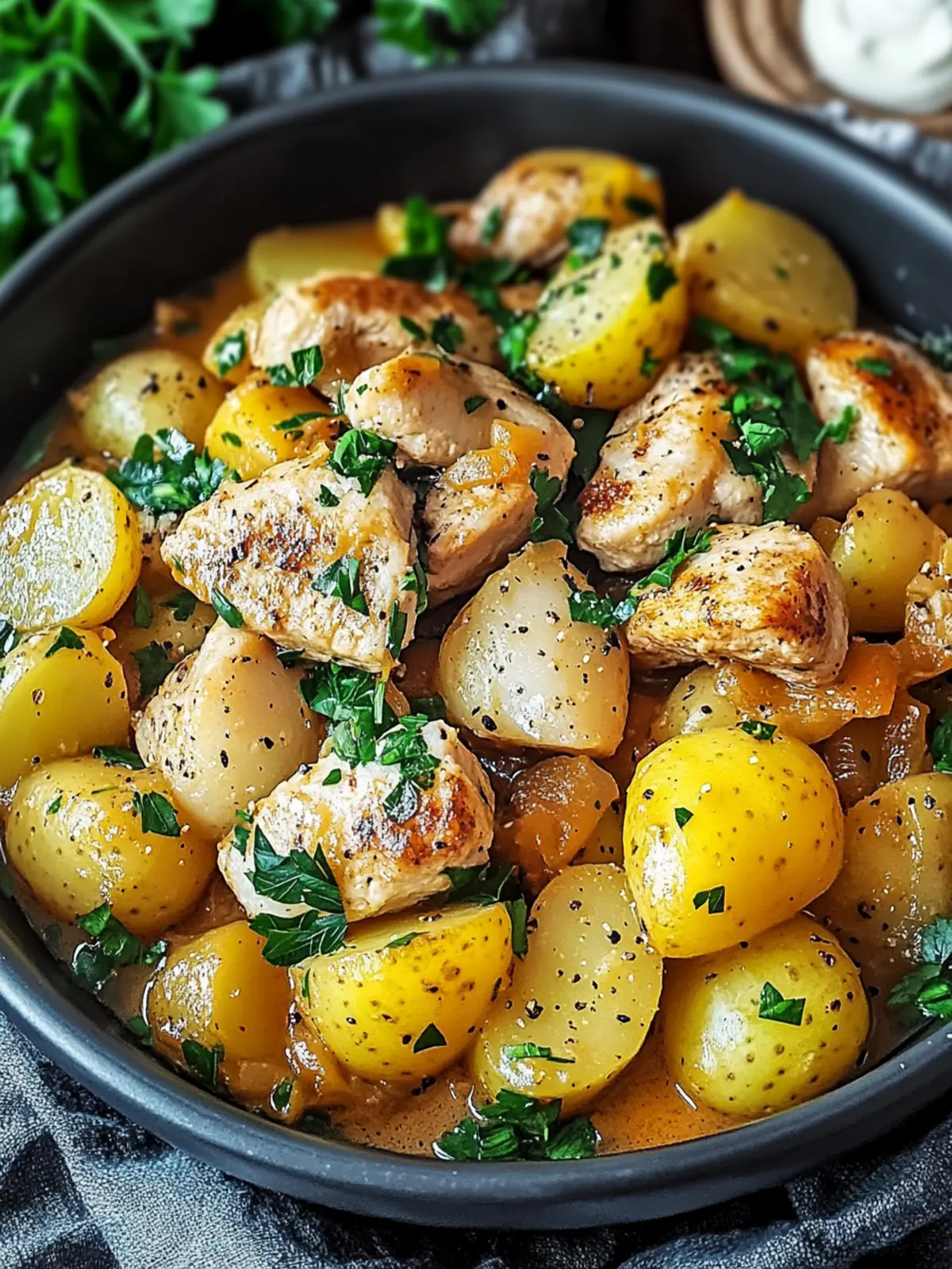 Knoblauchbutter Hähnchen Kartoffel Pfanne