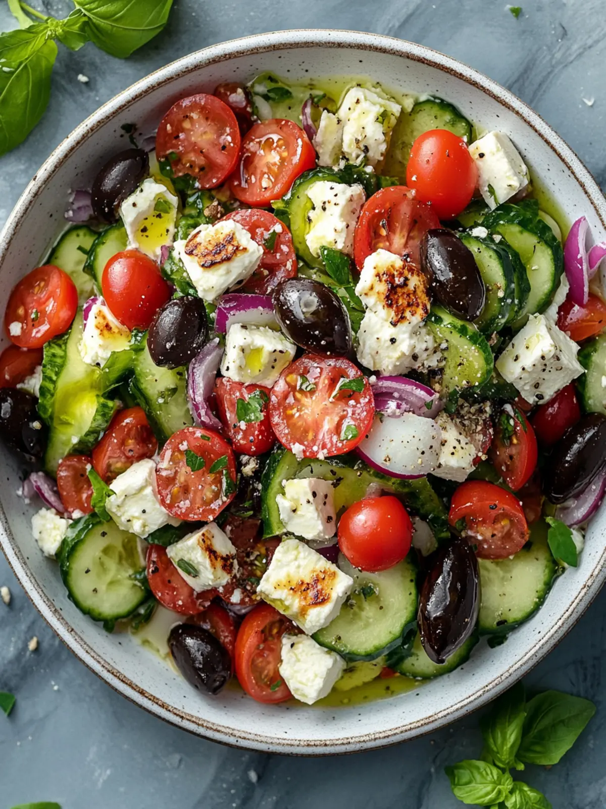 Griechischer Salat mit Hähnchen