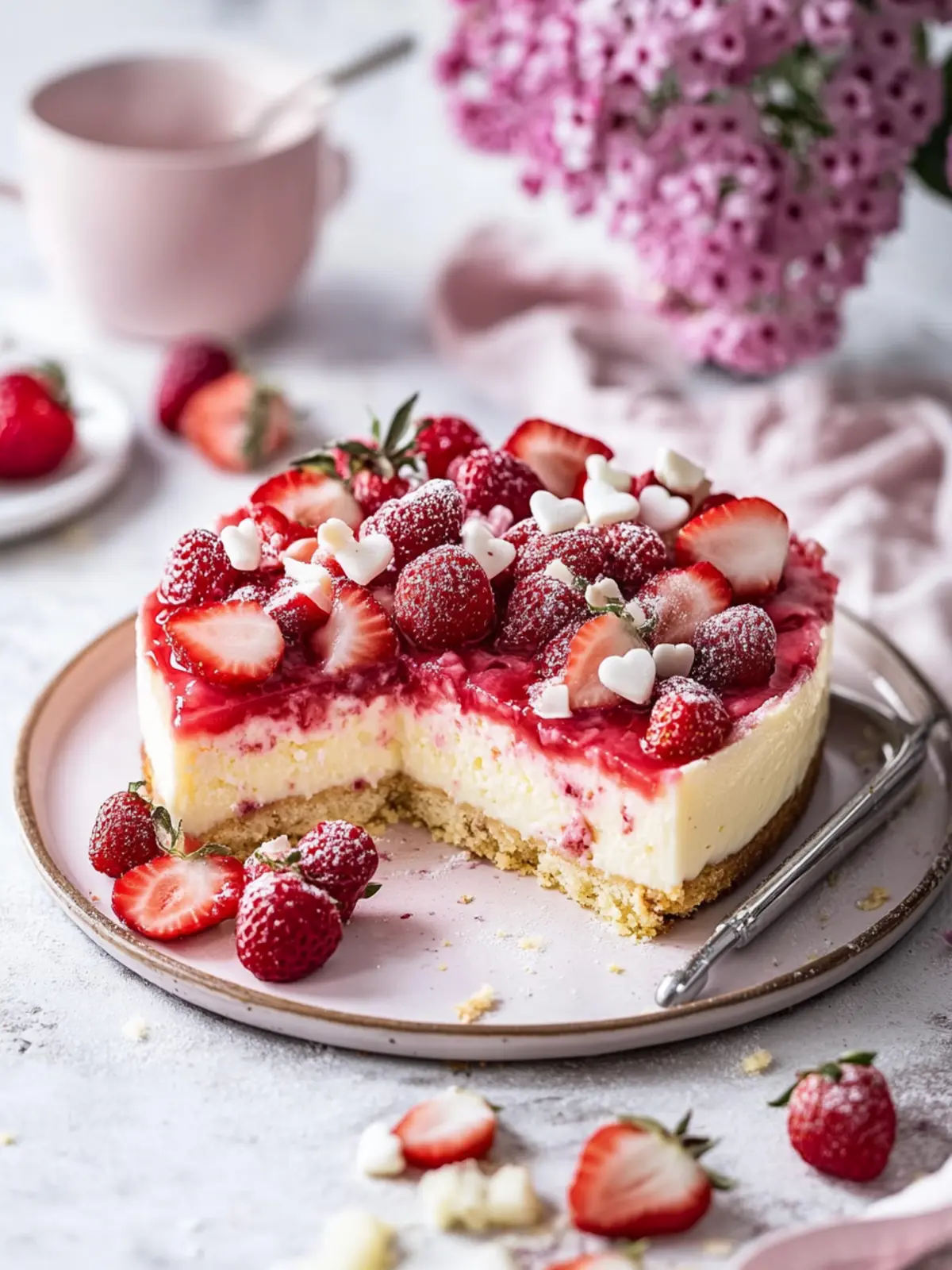 Erdbeer Vanillepudding Blechkuchen & Herztorte mit weißer Schokolade