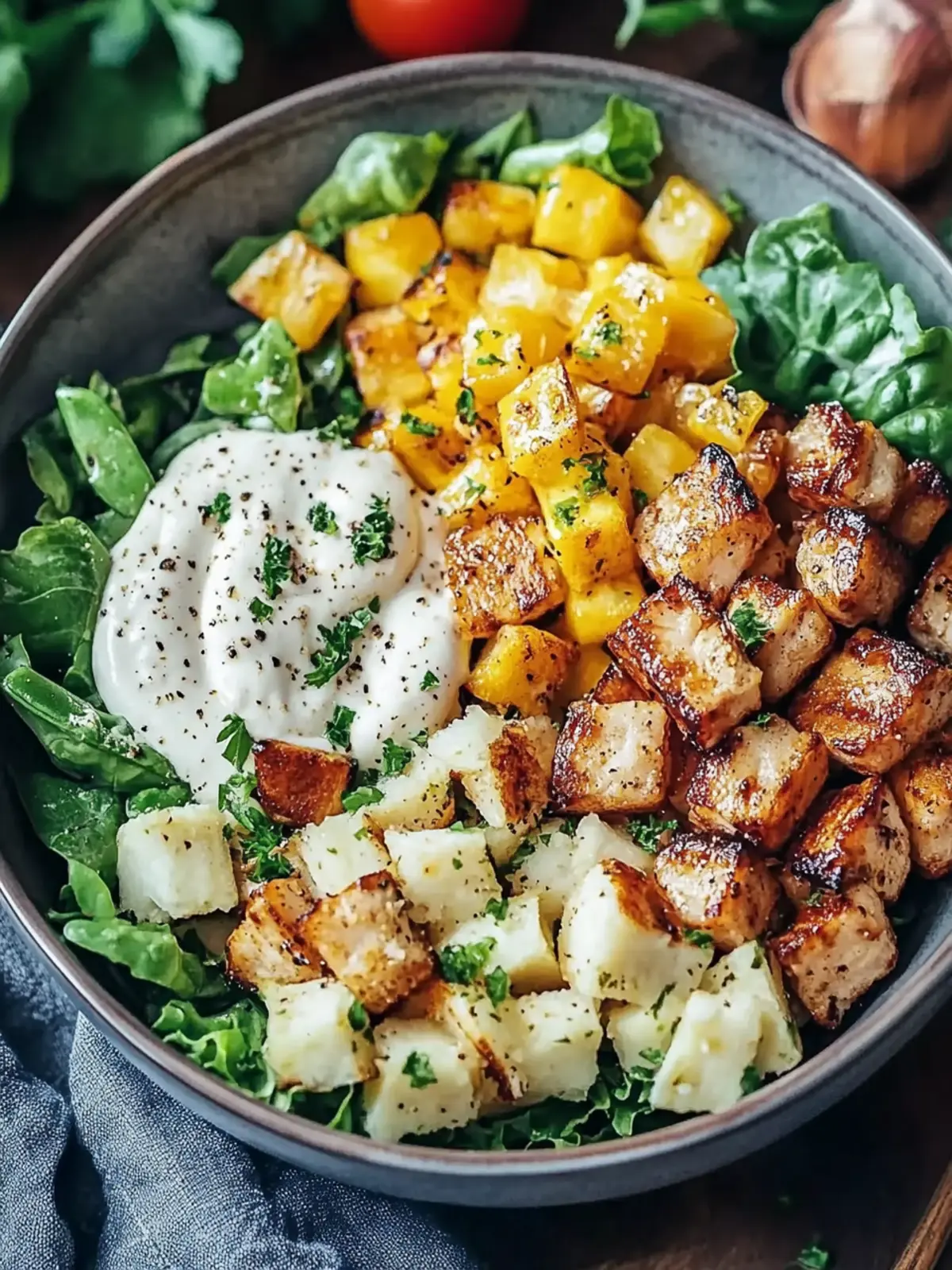 Knusprige Caesar-Hähnchen-Bowl