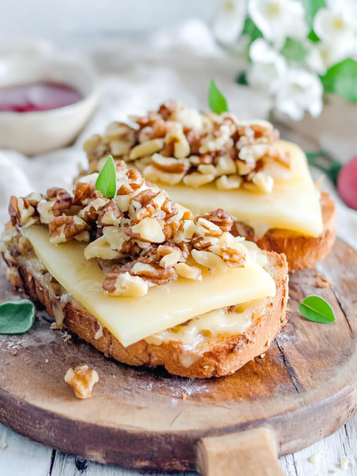Overcooked cheese toast with fresh pear and walnut - Mother's Day cake recipes