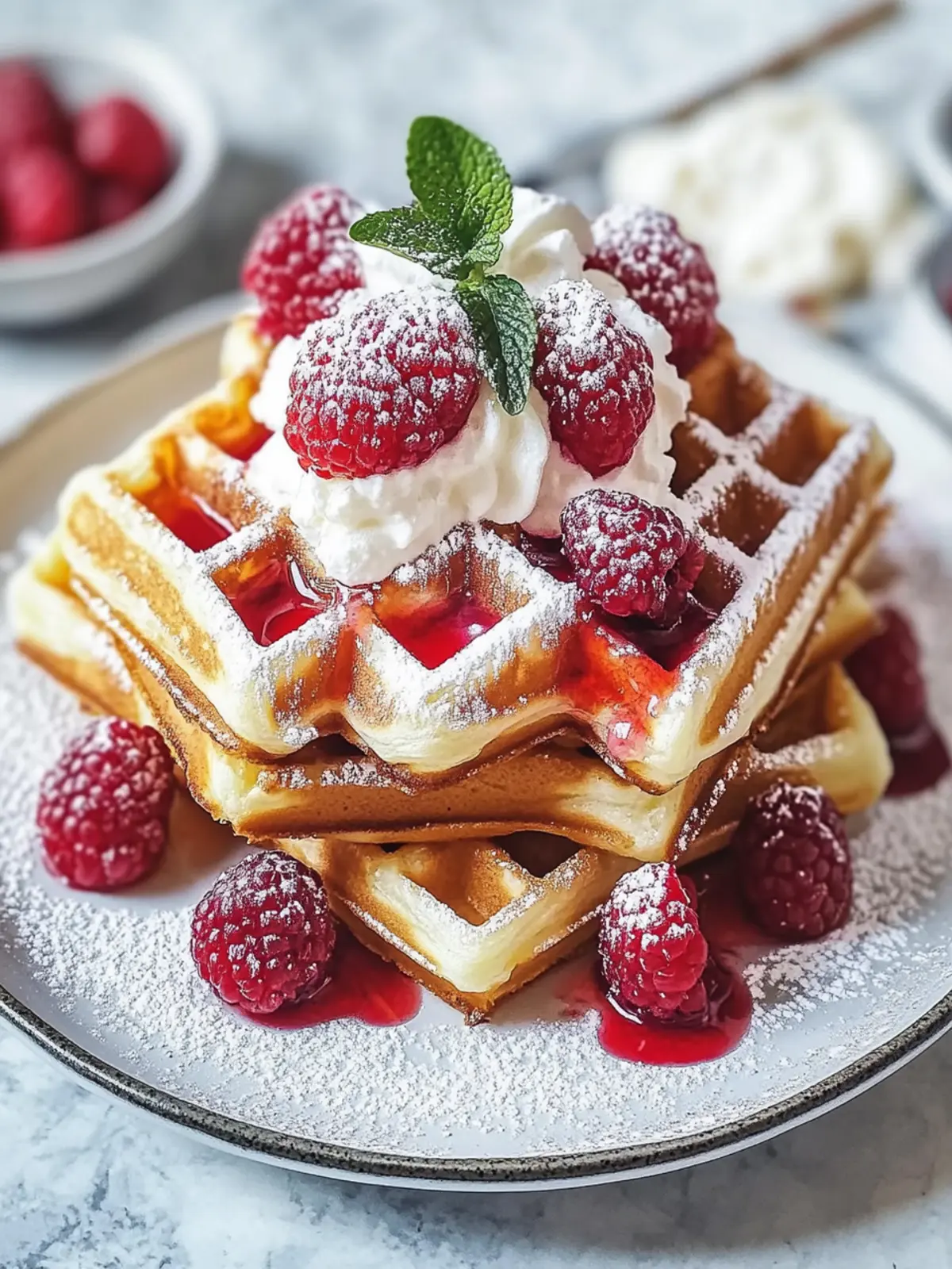 Fluffige Rote Samt Marmor Waffeln für unvergessliche Brunch-Momente