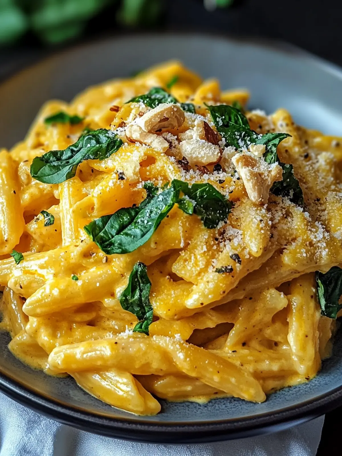 Veganer Kürbis-Pasta mit cremiger Kokossoße