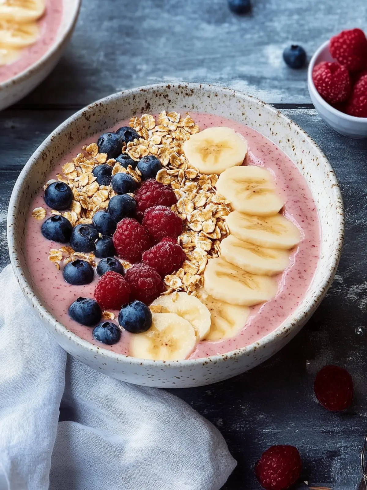Smoothie-Schüssel mit Haferflocken