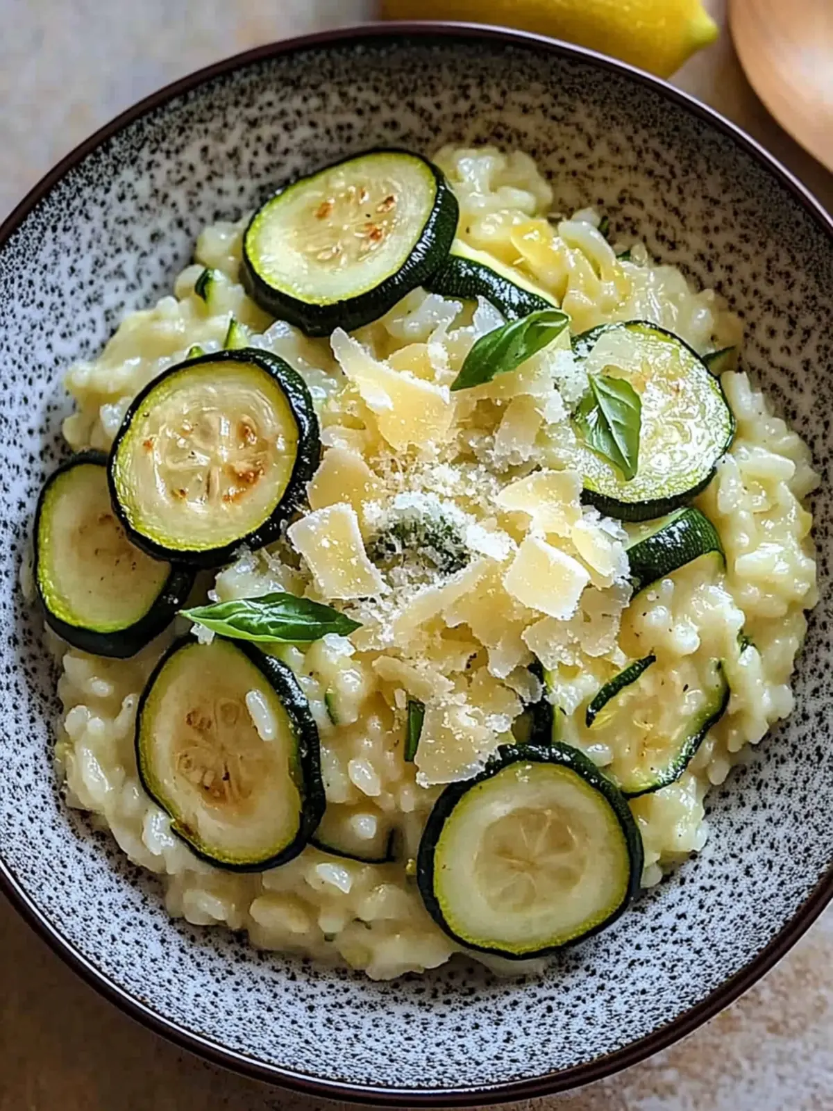 Zitronen Parmesan Zucchini Risotto