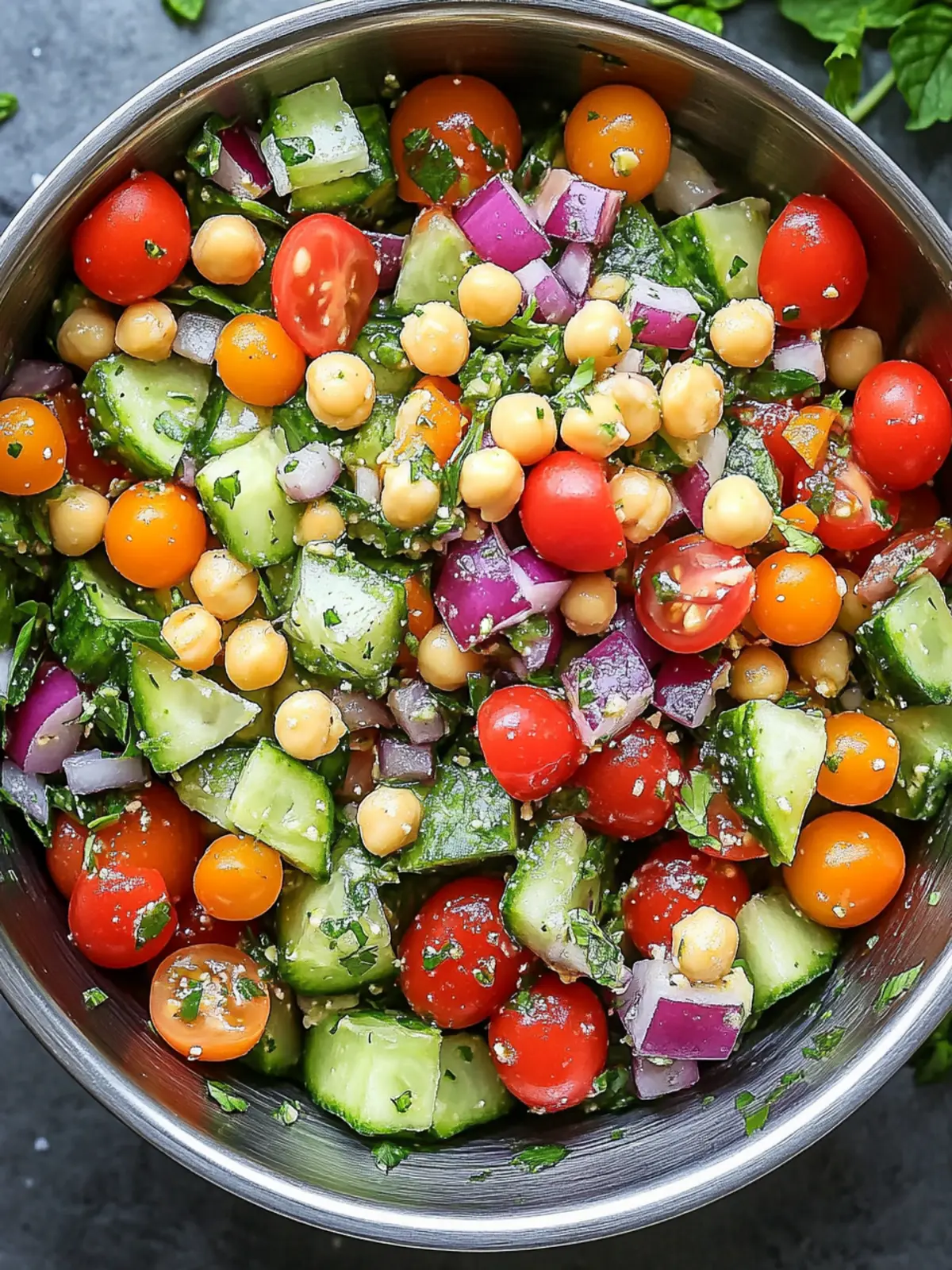 Mediterraner Kichererbsensalat frisches und gesundes Essen
