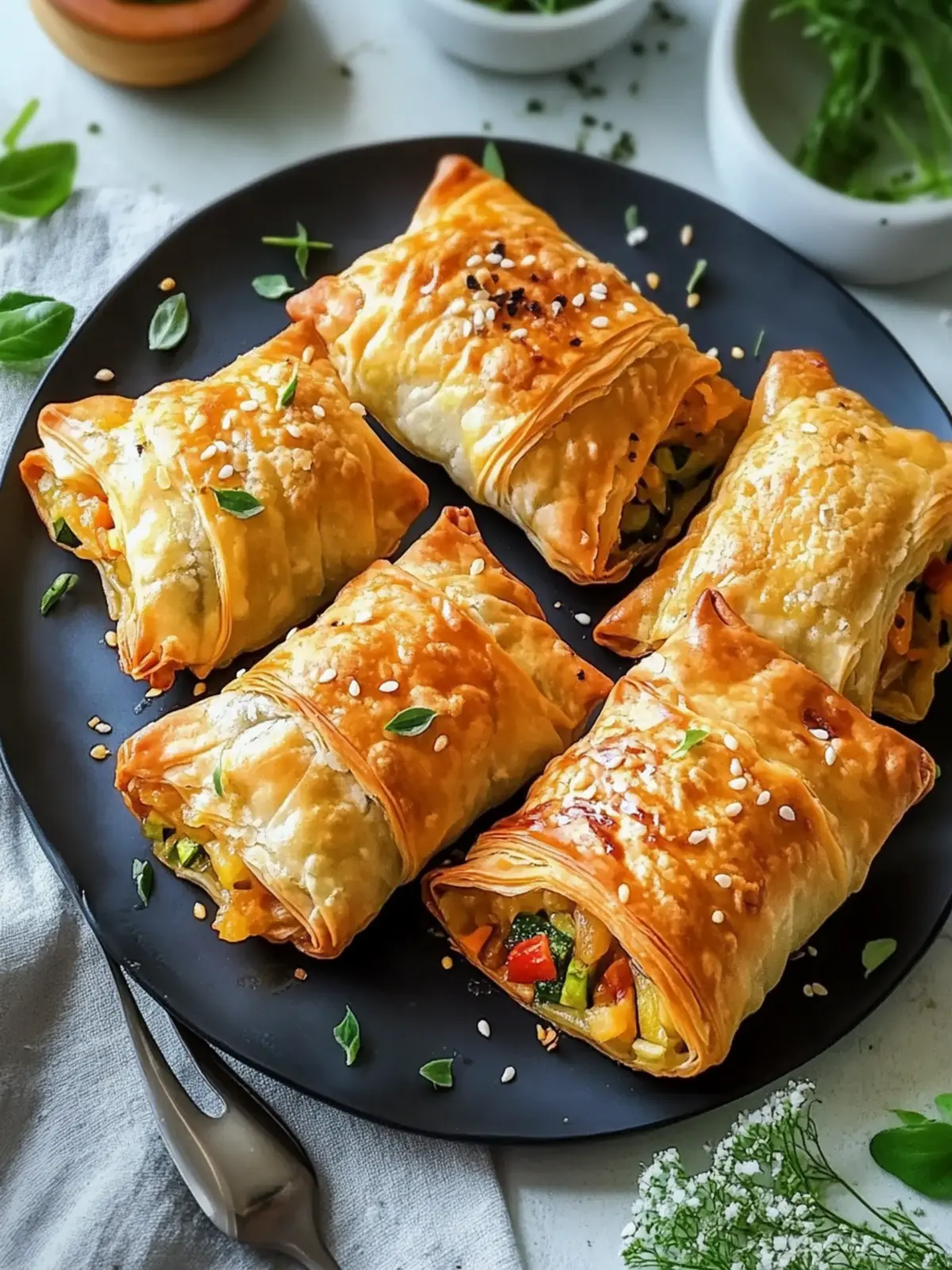 Crispy Gemüse Taschen mit Blätterteig