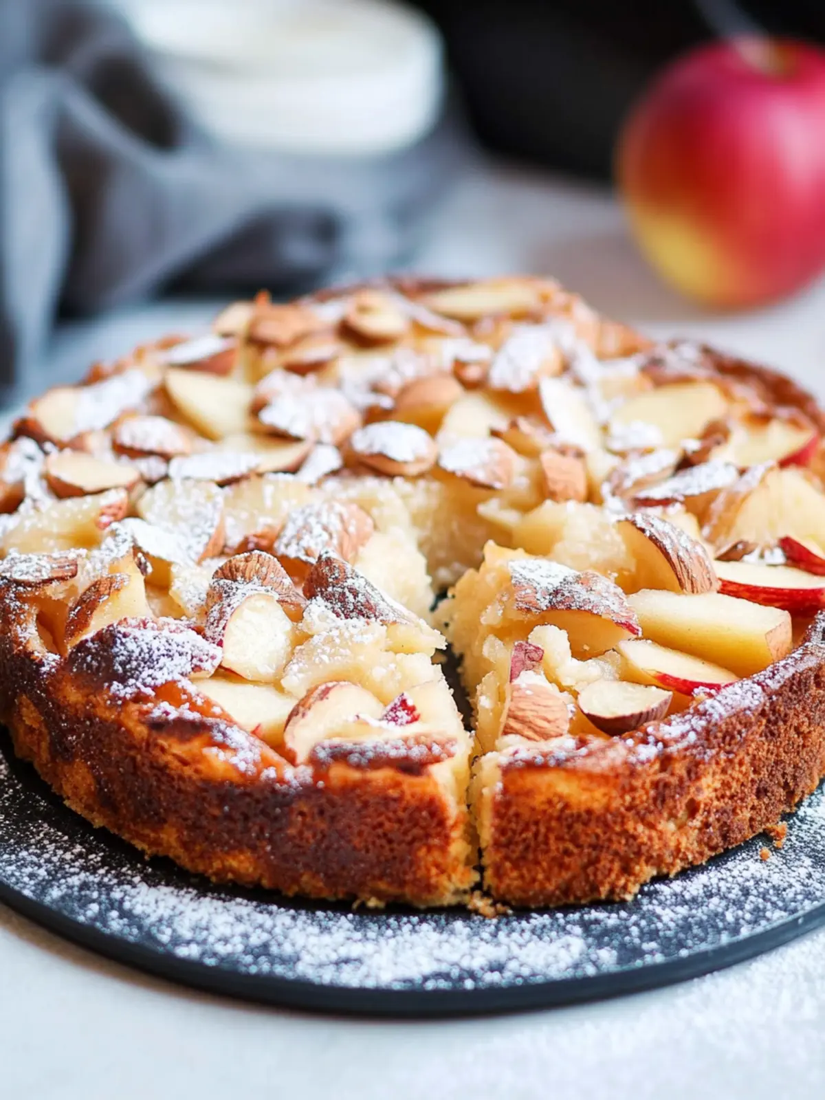 Juicy apple cake recipe with almonds