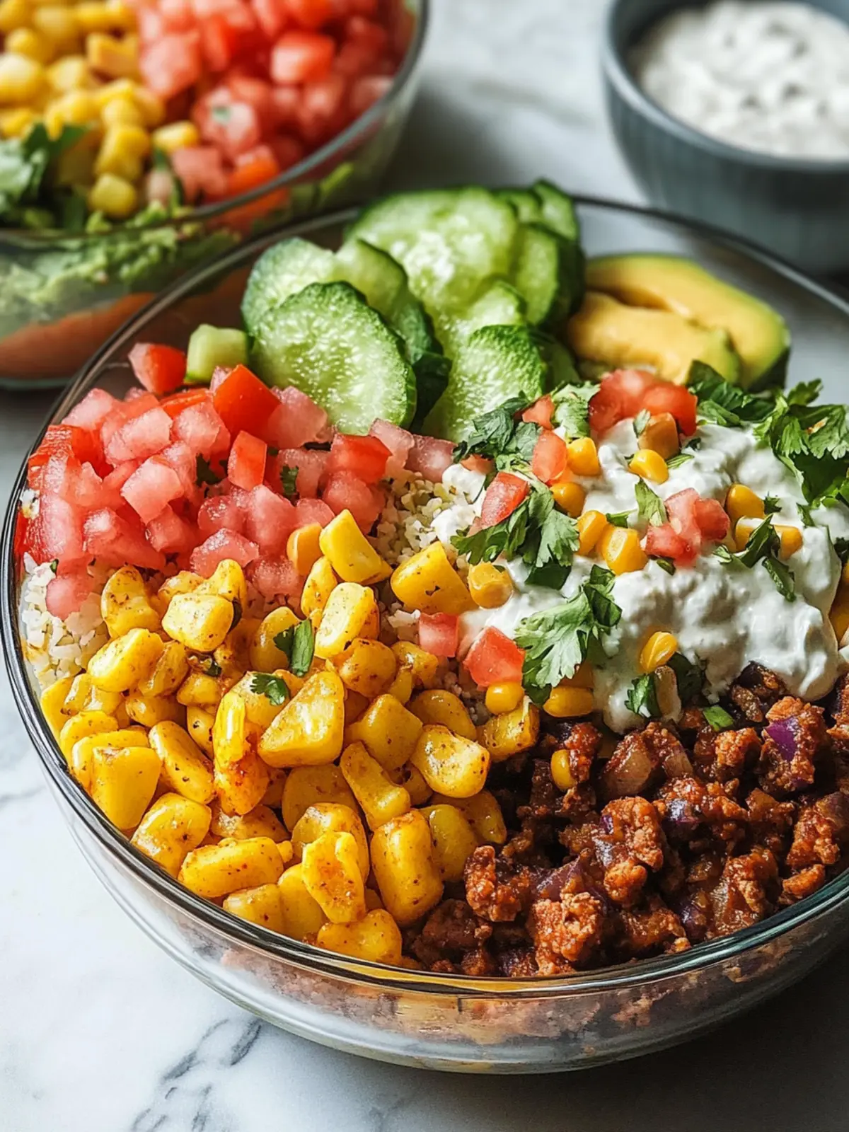 Schnelle Kartoffel Taco Schüssel Mahlzeitenvorbereitung