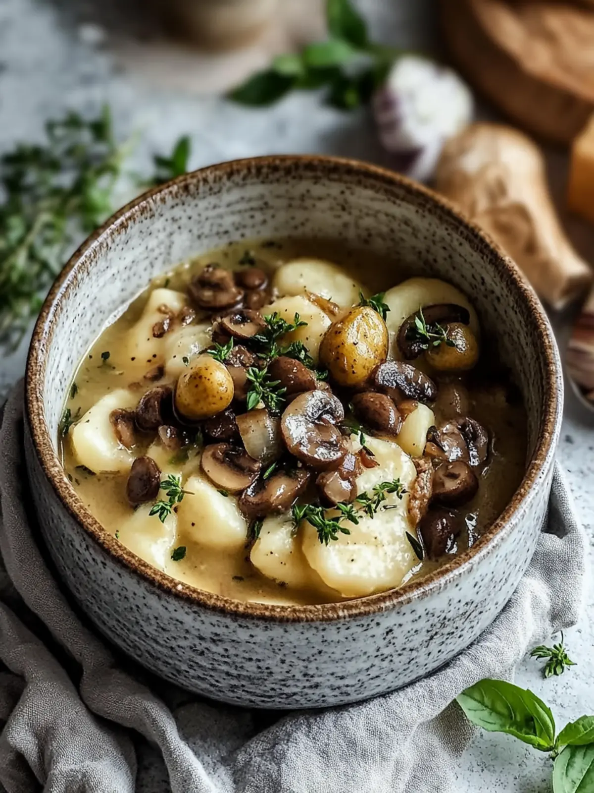 herzhafter reichhaltiger veganer Pilzeintopf