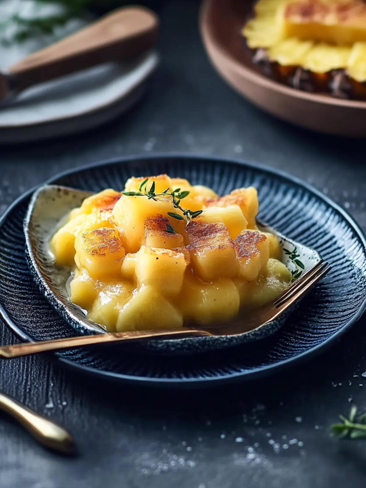 Raclette-Pfännchen mit Garnelen und Ananas