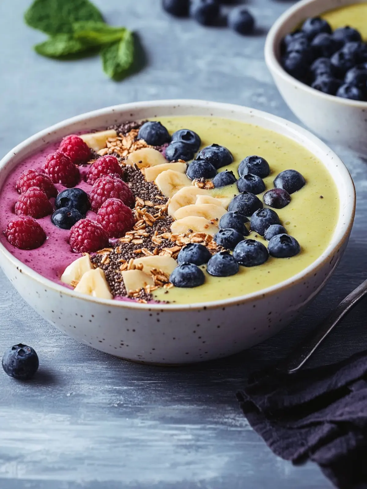 Smoothie-Schüssel mit Haferflocken