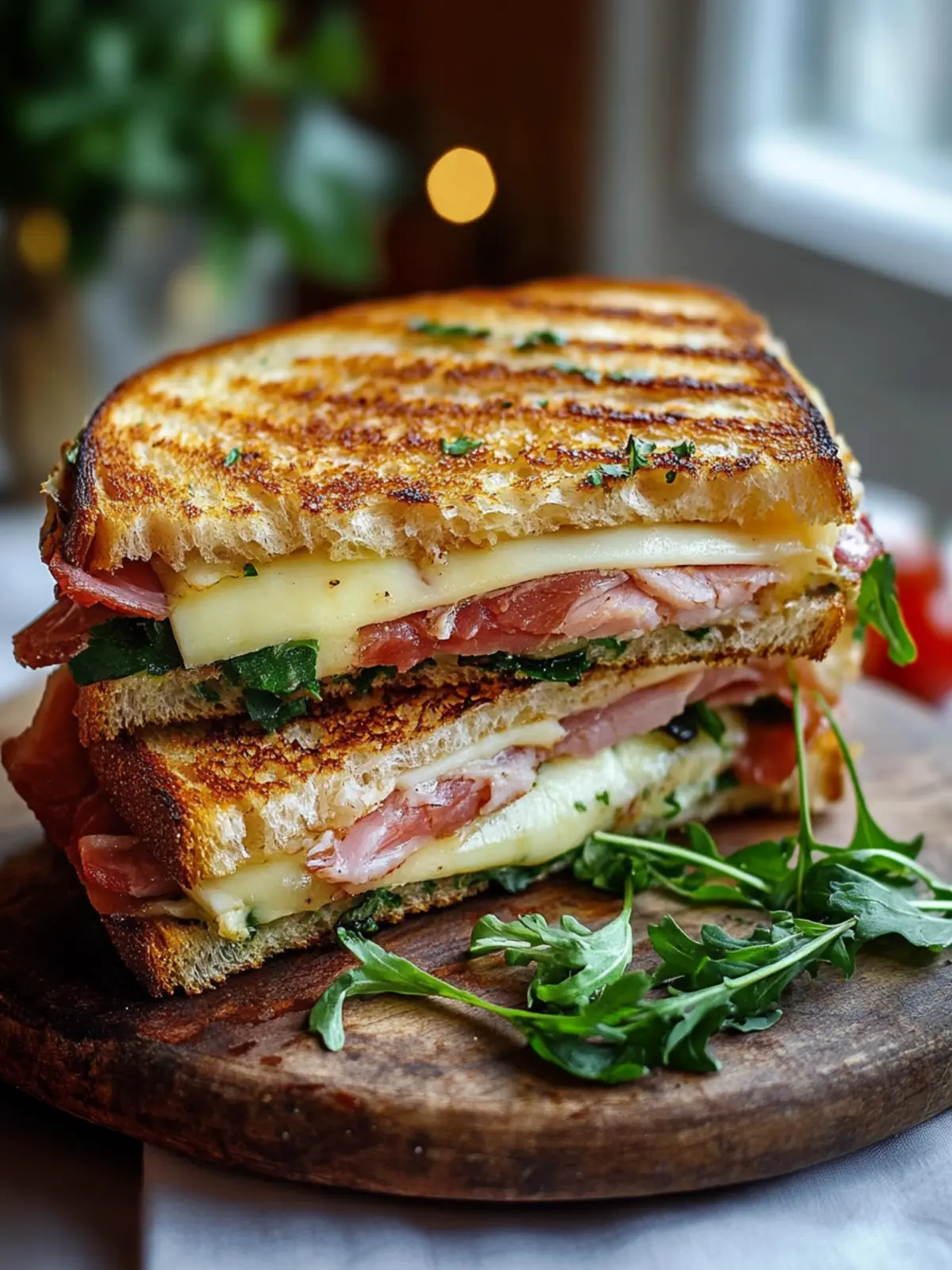 Herzhafter Hafer-Panini mit Rinderham und Käse