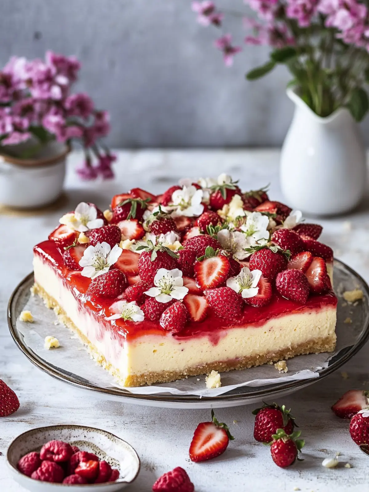 Erdbeer Vanillepudding Blechkuchen & Herztorte mit weißer Schokolade