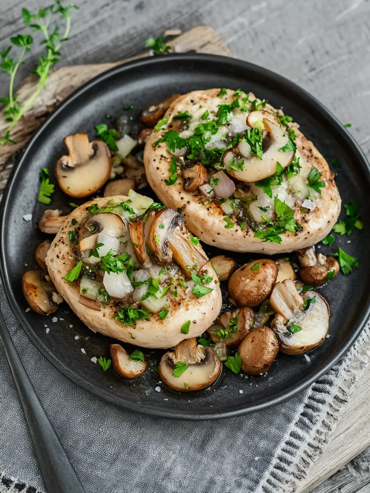 Hähnchenbrust auf Champignons