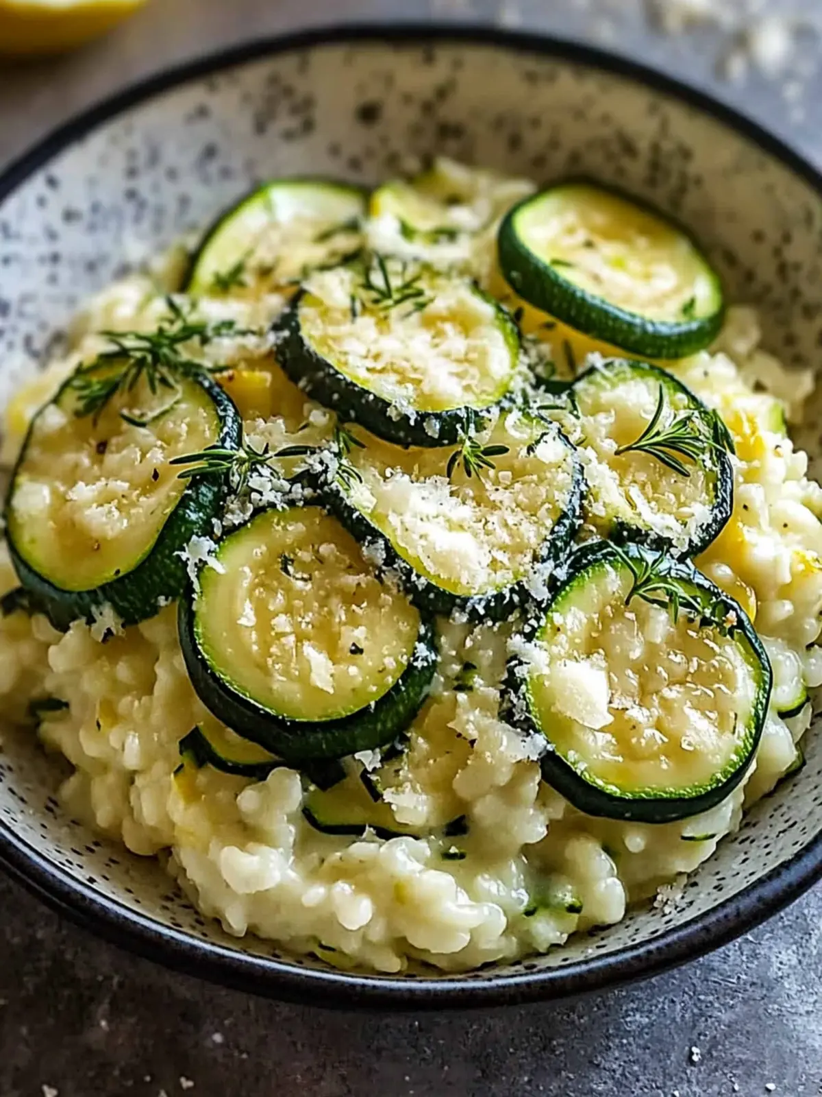 Zitronen Parmesan Zucchini Risotto