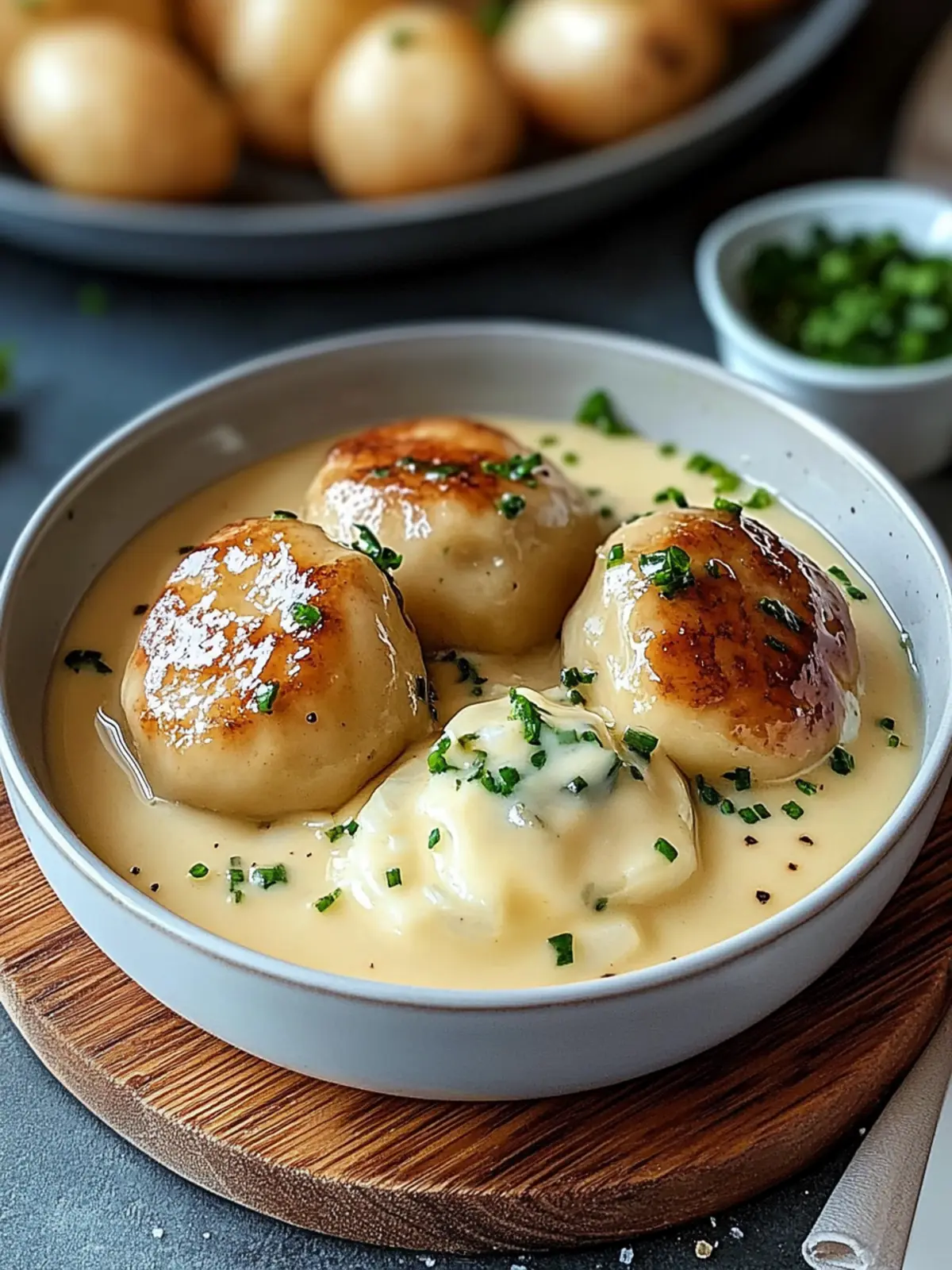 Hackbällchen in cremiger Sauce mit Kartoffelpüree