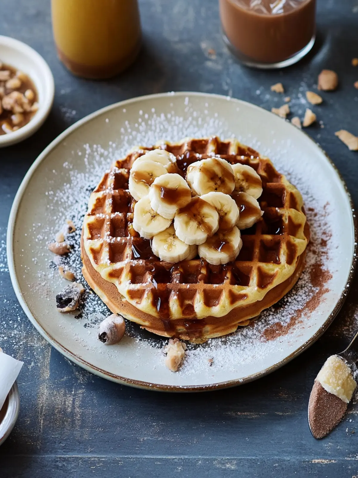 Bananen-Waffeln mit Schokosauce