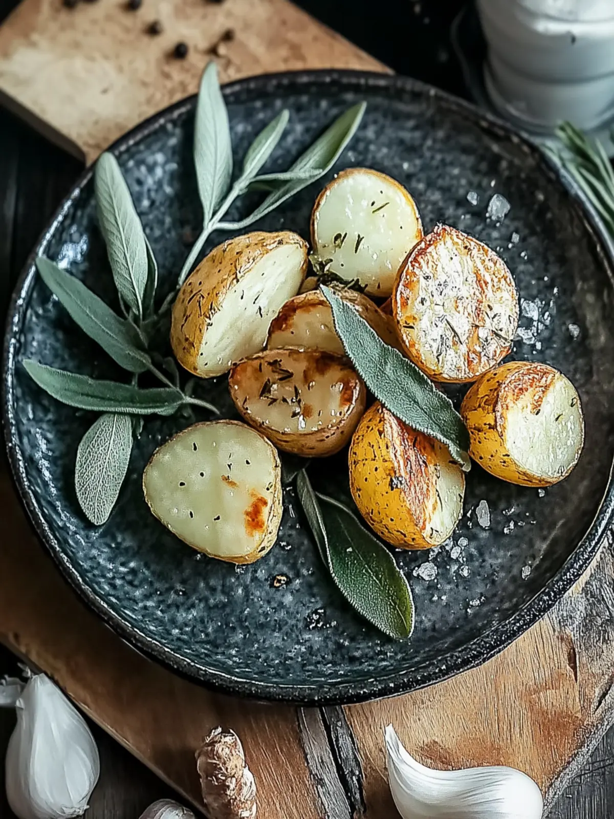 Knoblauch und Salbei Röstkartoffeln