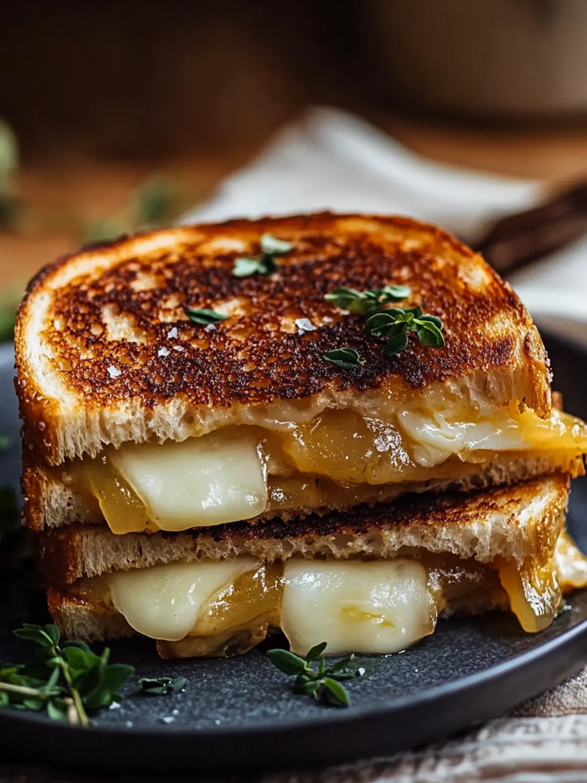 Sweet-salty: Pear-Apple Grilled Cheese with caramelized onions