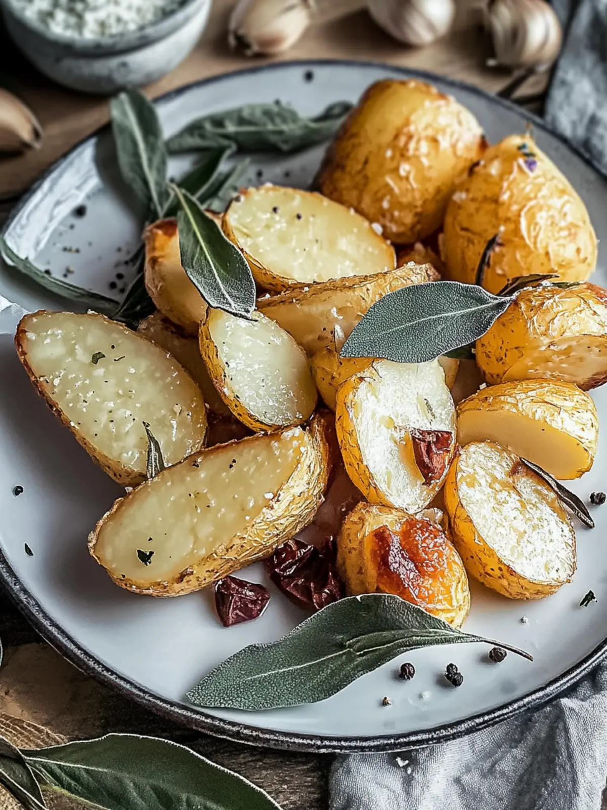 Knoblauch und Salbei Röstkartoffeln