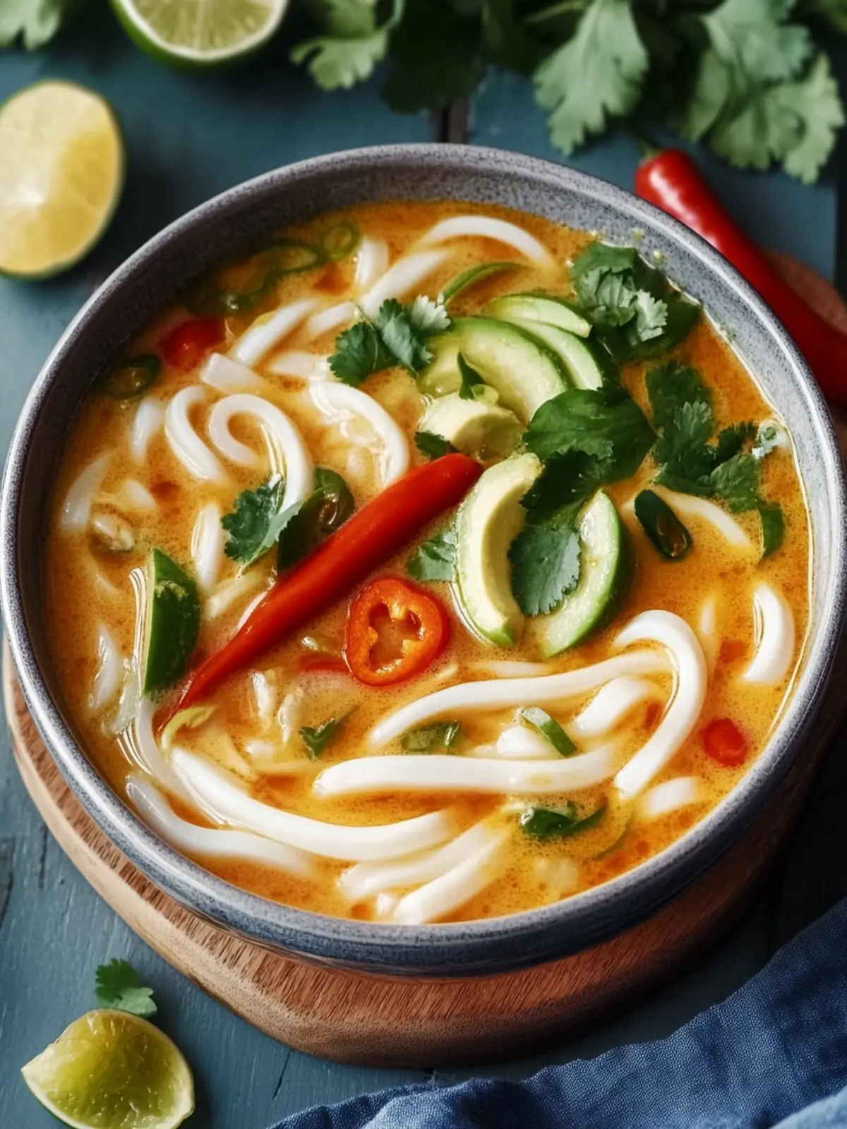 Udon Nudeln Rezept für eine schnelle Thai Curry Suppe