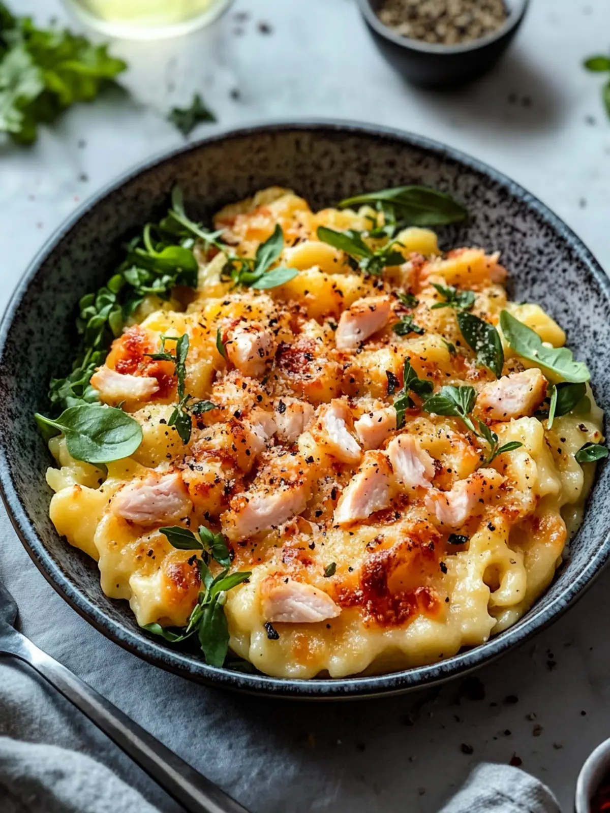 Delicious Spätzle casserole with chicken