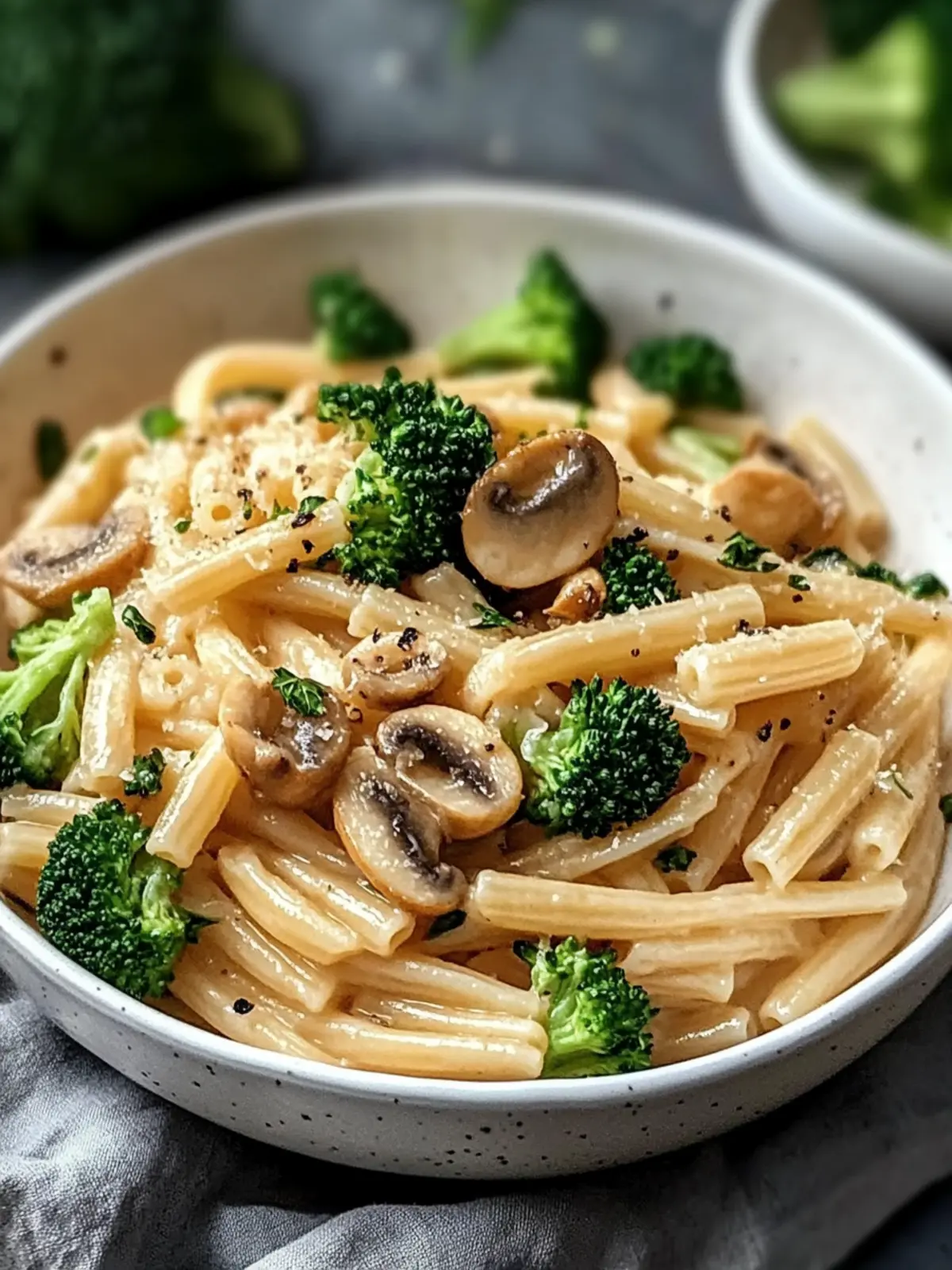 Veganer Pilz- und Brokkoli-Pasta
