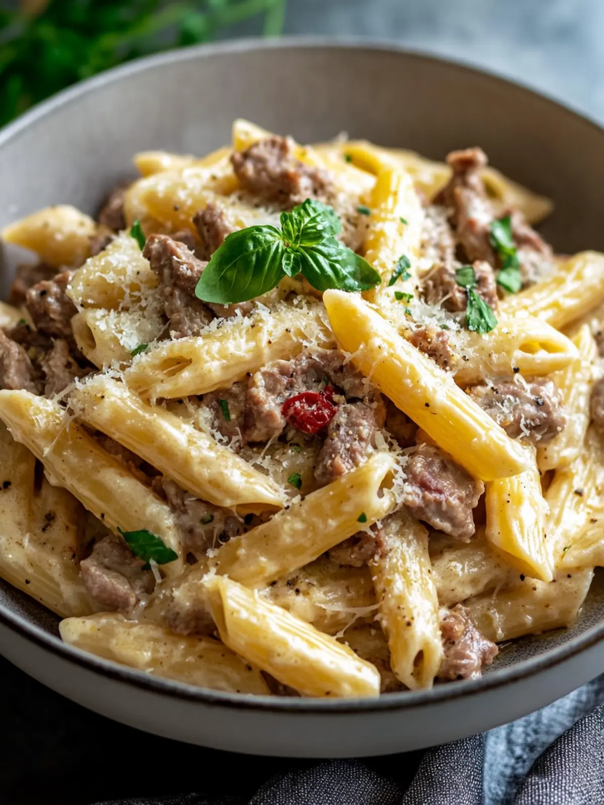 Unwiderstehliche cremige Rindfleisch-Pasta