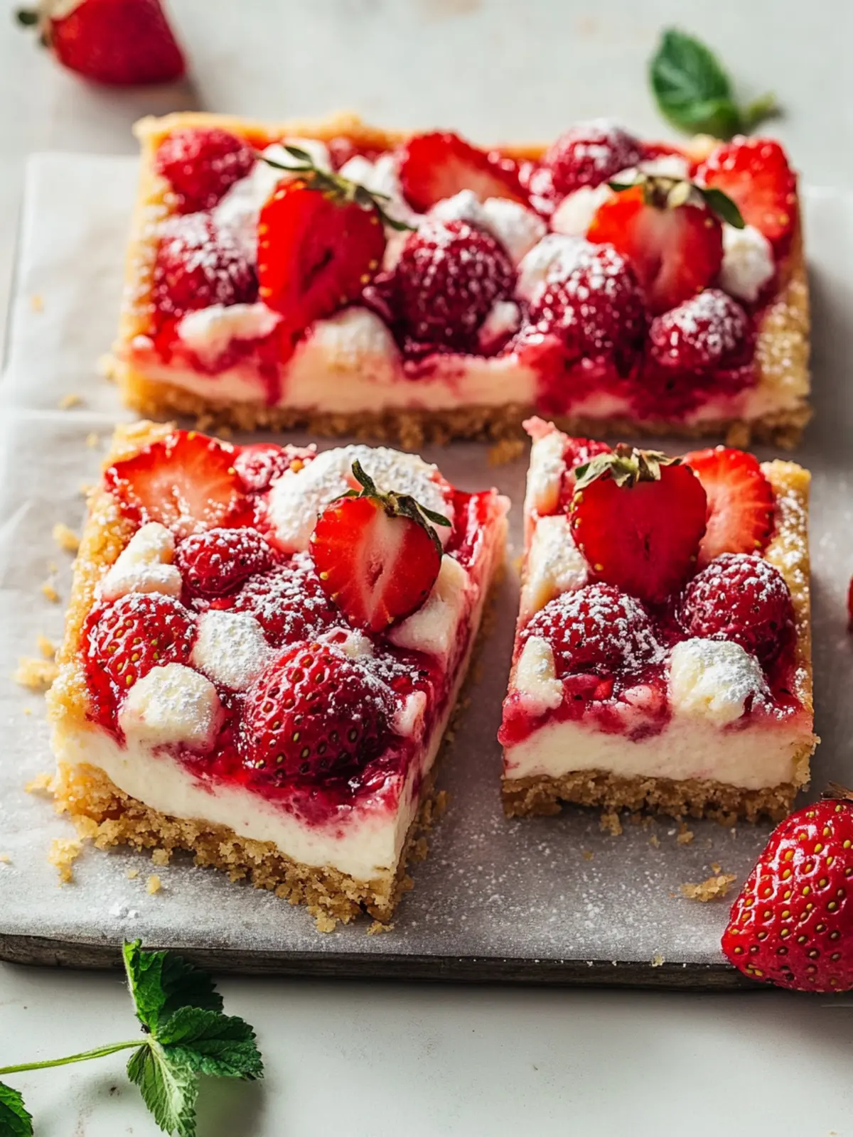 Blechpfanne Erdbeer-Shortbread-Keks-Riegel mit Topping