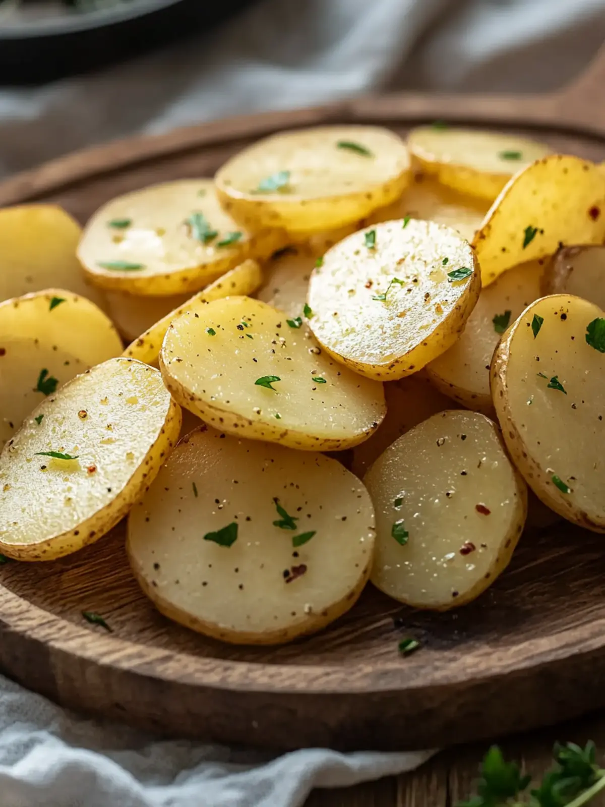 Raw potatoes to potato slices prepared in the oven