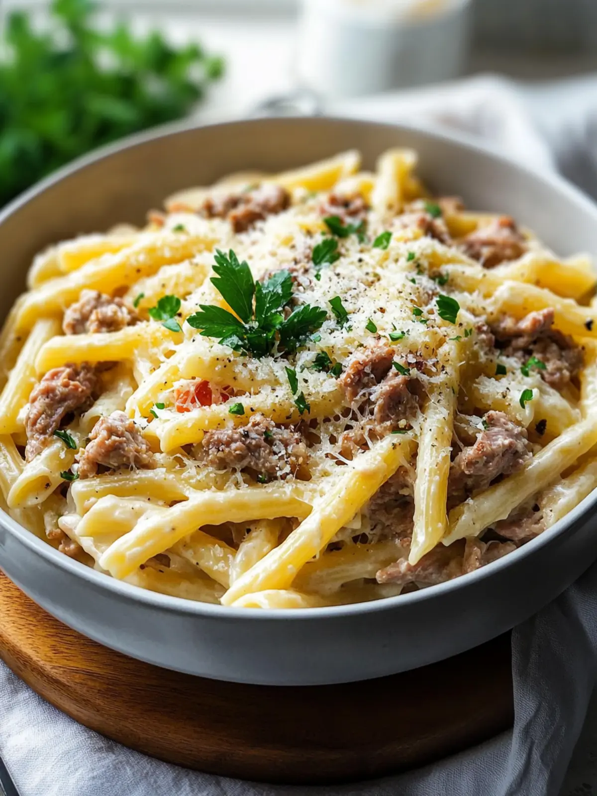 Unwiderstehliche cremige Rindfleisch-Pasta