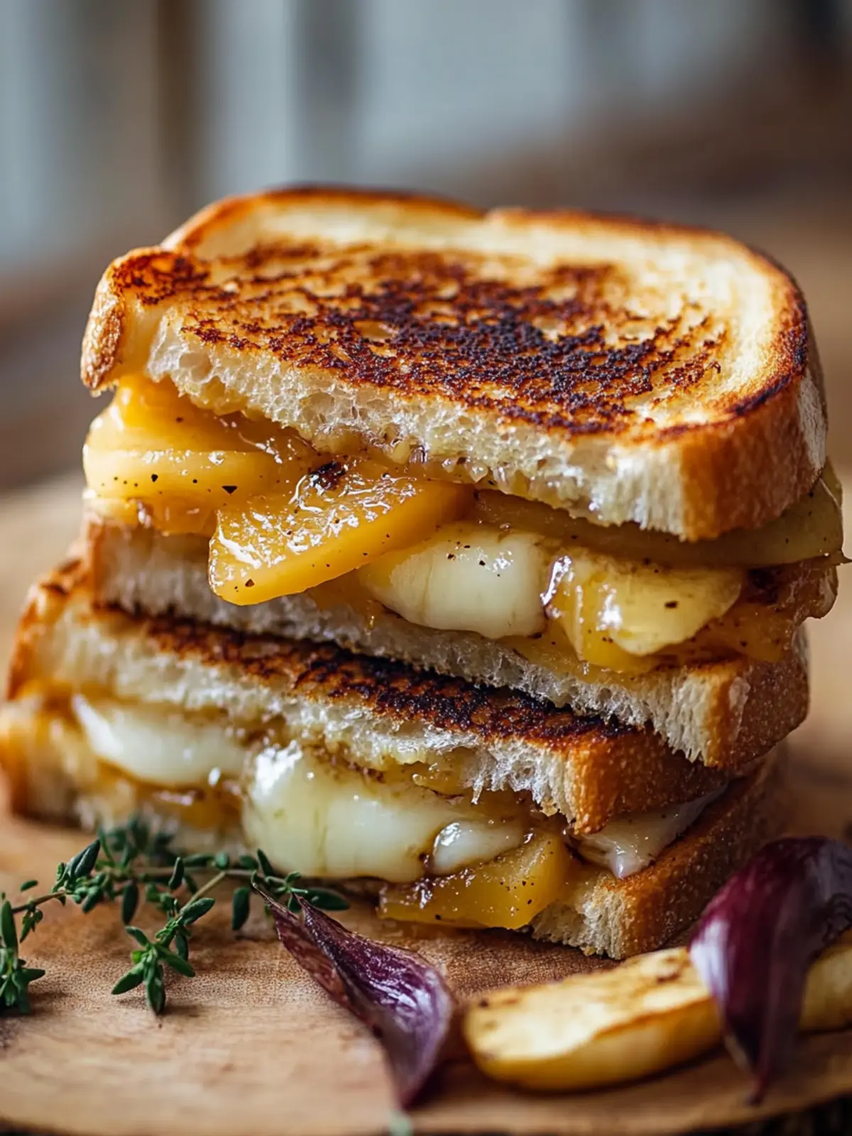 Sweet-salty: Pear-Apple Grilled Cheese with caramelized onions