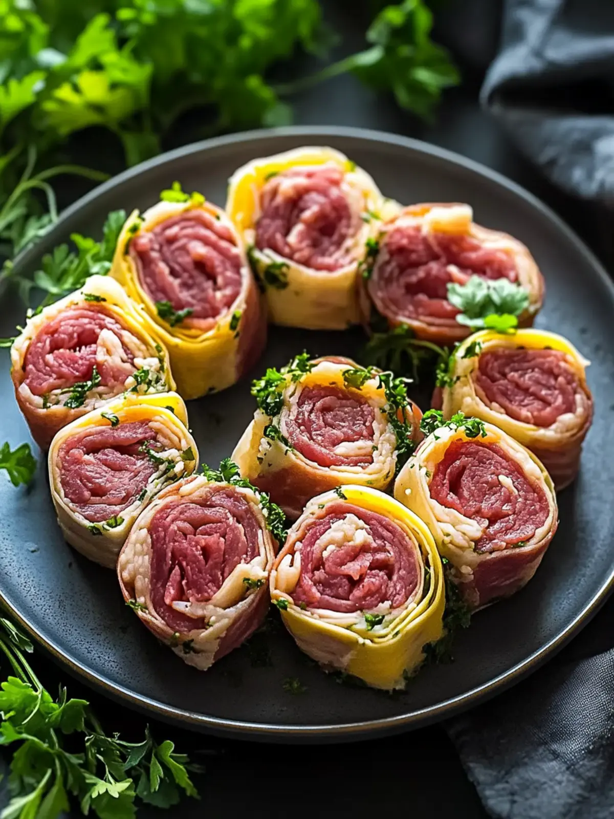Keto Corned Beef und Käse Roll-Ups