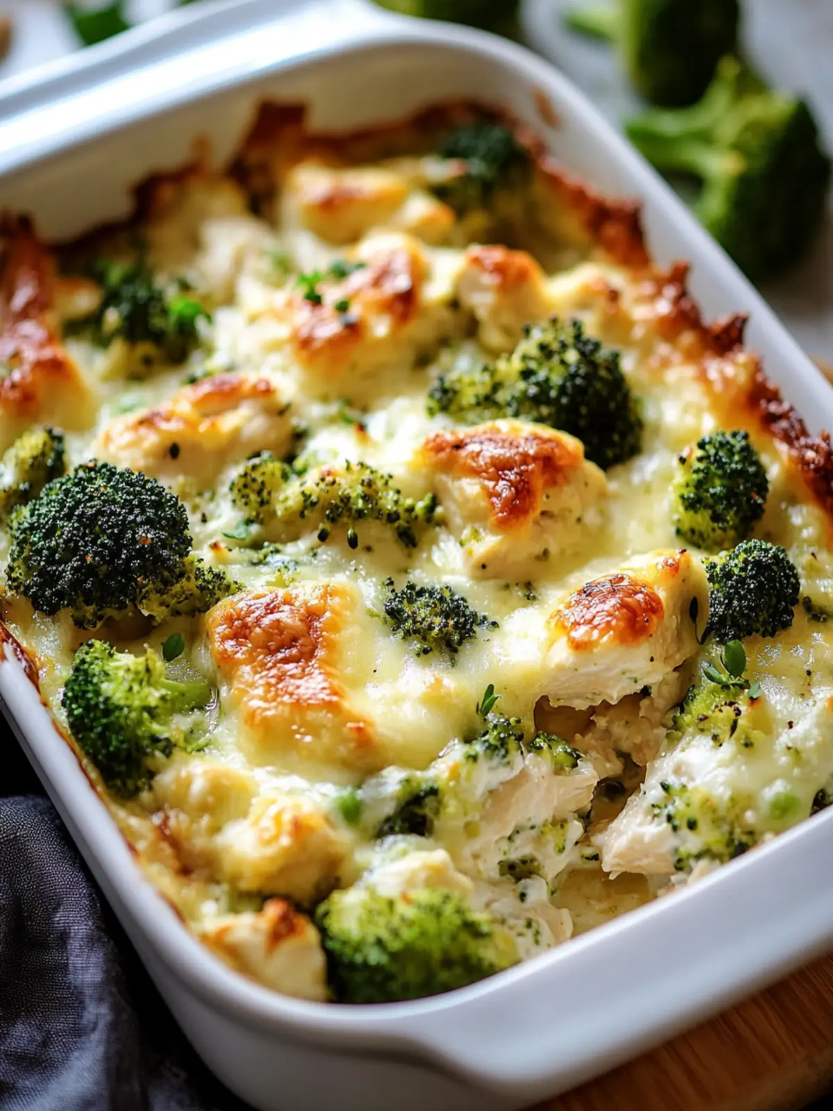 Brokkoli Hähnchen Auflauf mit Frischkäse & Mozzarella