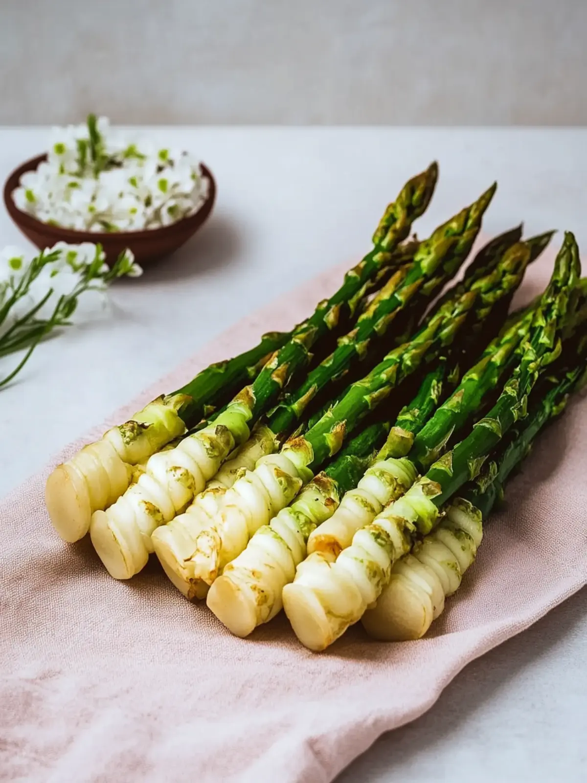 Grüner Spargel im Blätterteigmantel