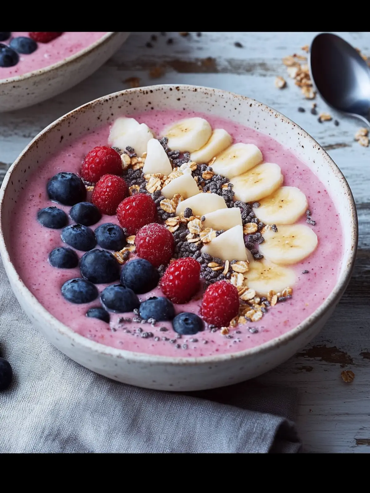 Smoothie-Schüssel mit Haferflocken
