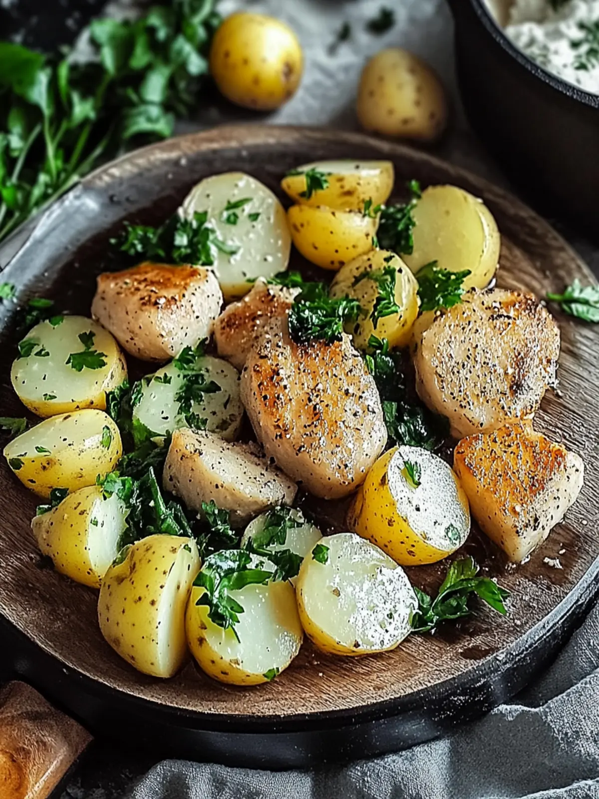Knoblauchbutter Hähnchen Kartoffel Pfanne