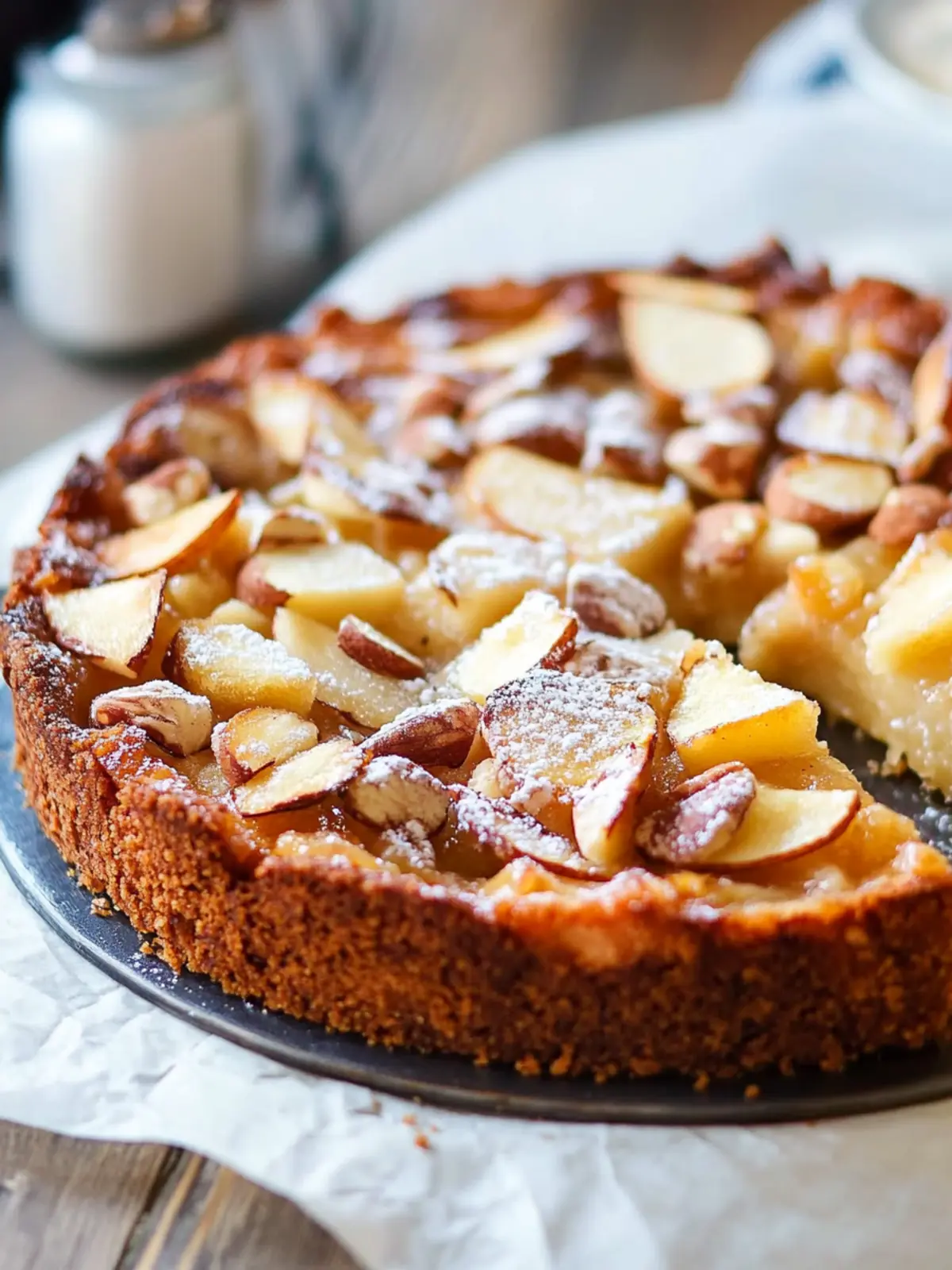 Juicy apple cake recipe with almonds