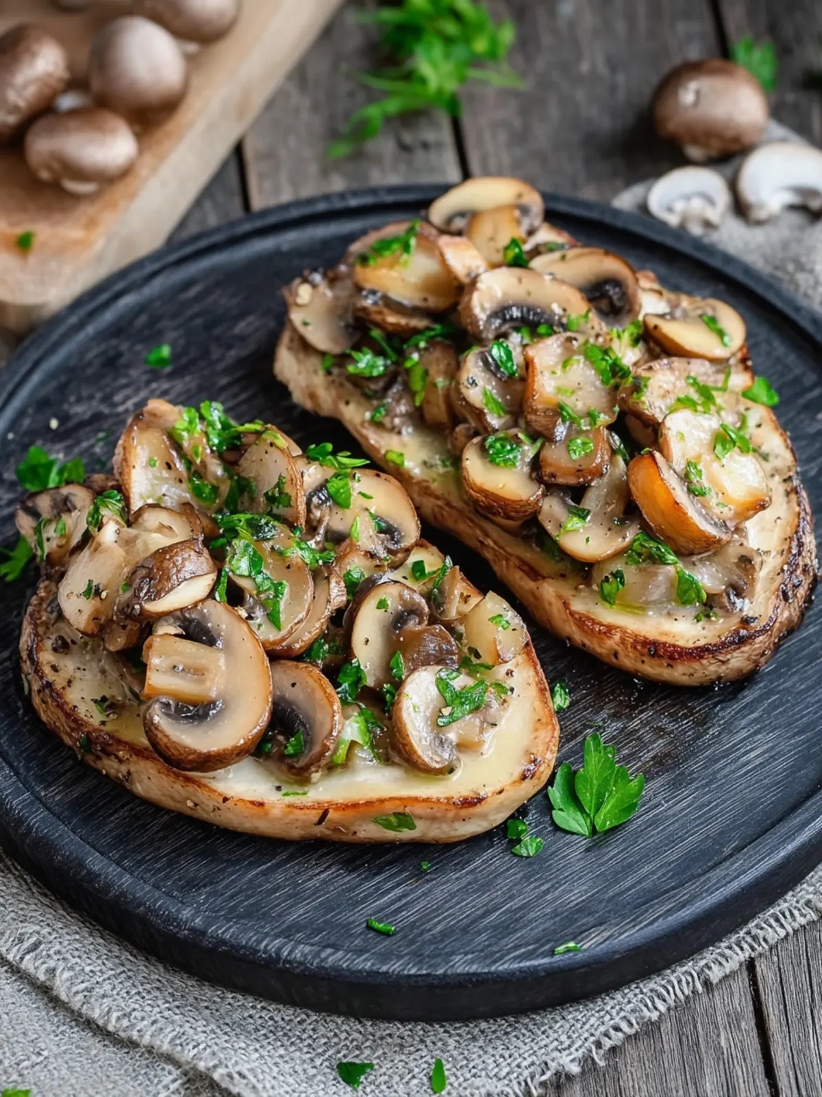 Hähnchenbrust auf Champignons