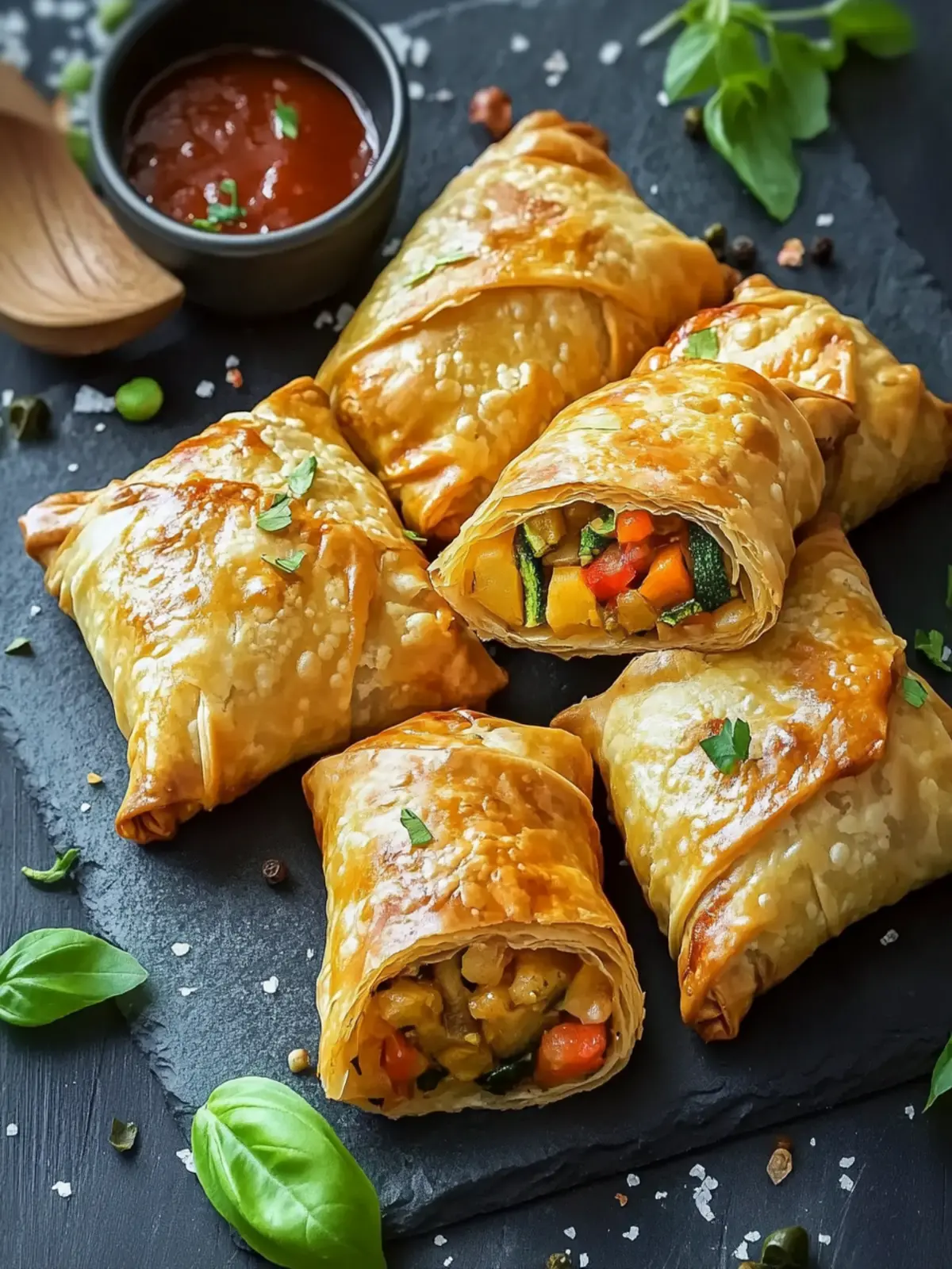Crispy Gemüse Taschen mit Blätterteig